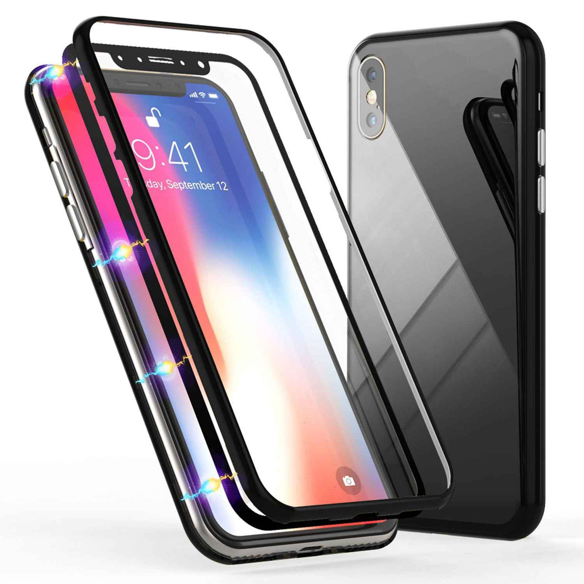 NALIA 360° Magnet Hülle für iPhone XS Max, Slim Hard Case mit Display Schutz
