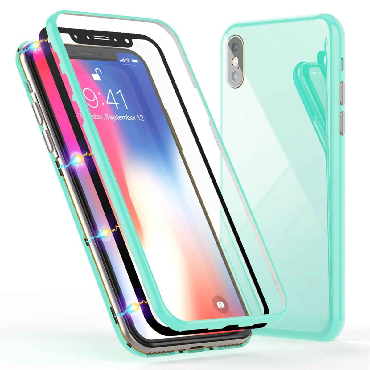 NALIA 360° Magnet Hülle für iPhone XS Max, Slim Hard Case mit Display Schutz