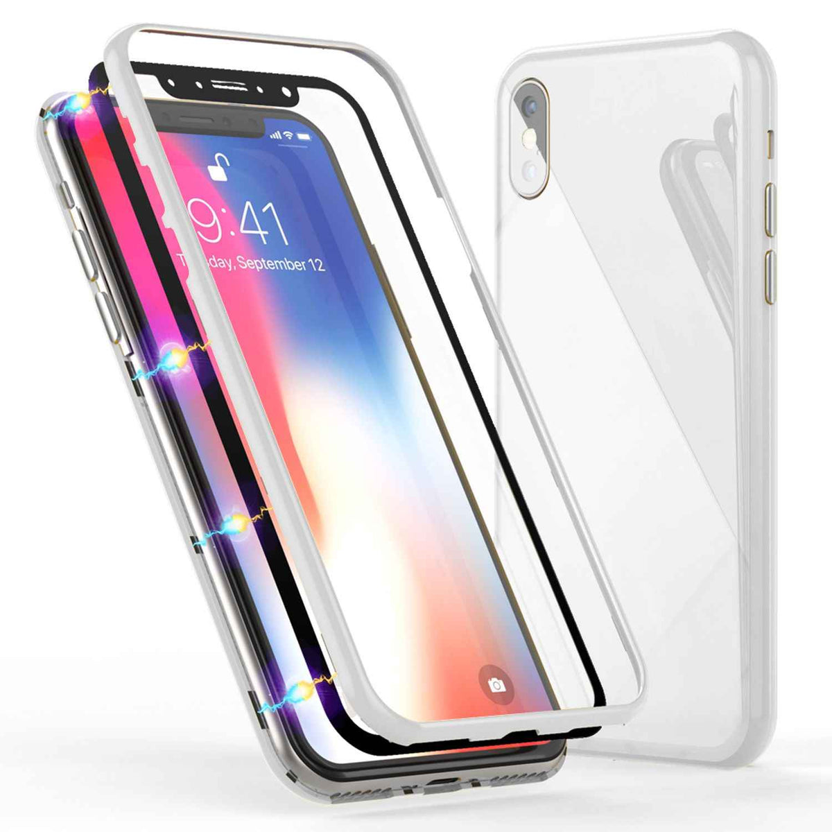 NALIA 360° Magnet Hülle für iPhone XS Max, Slim Hard Case mit Display Schutz