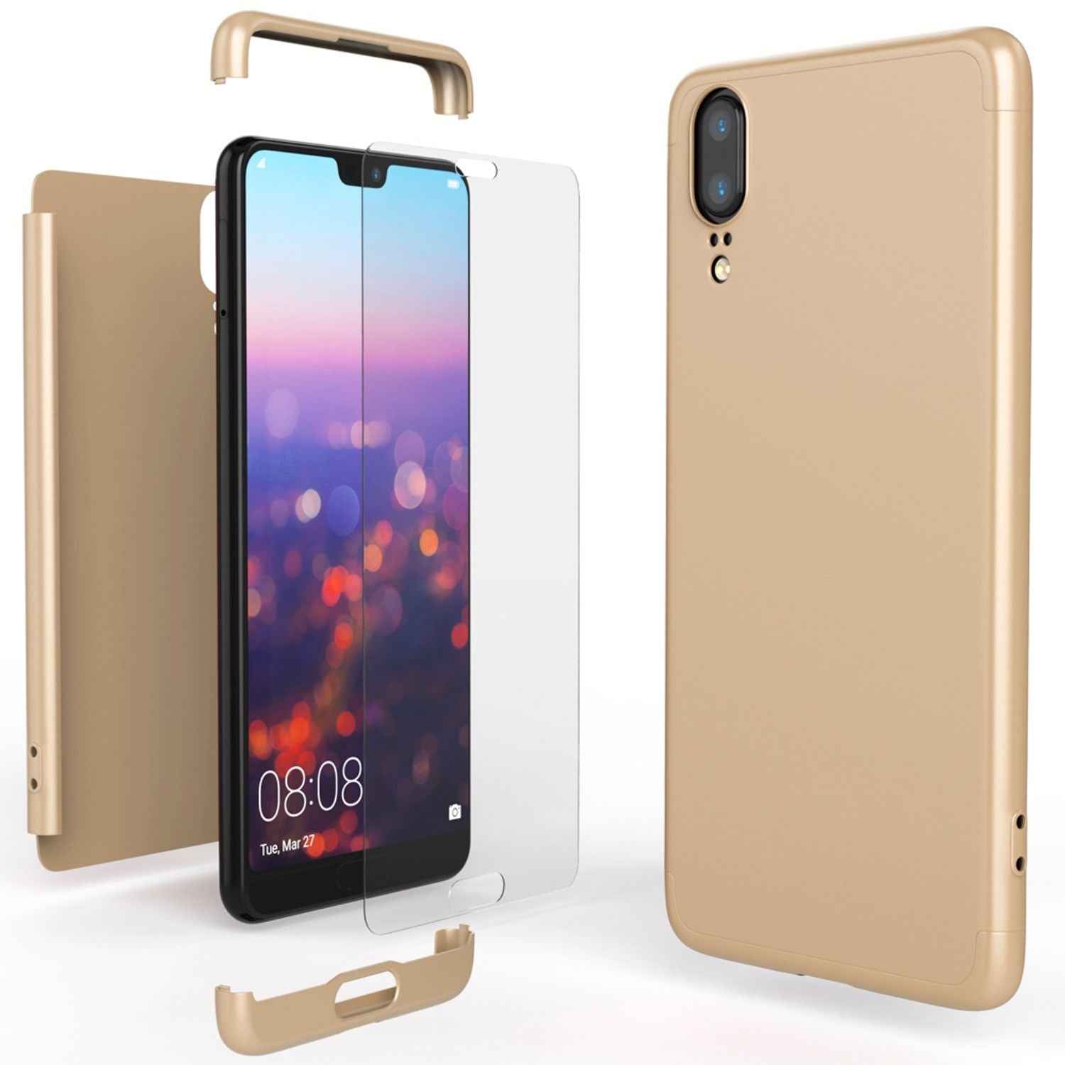 Huawei P20 Hülle 360 Grad Handyhülle mit Displayschutz von NALIA, 360° Cover Case