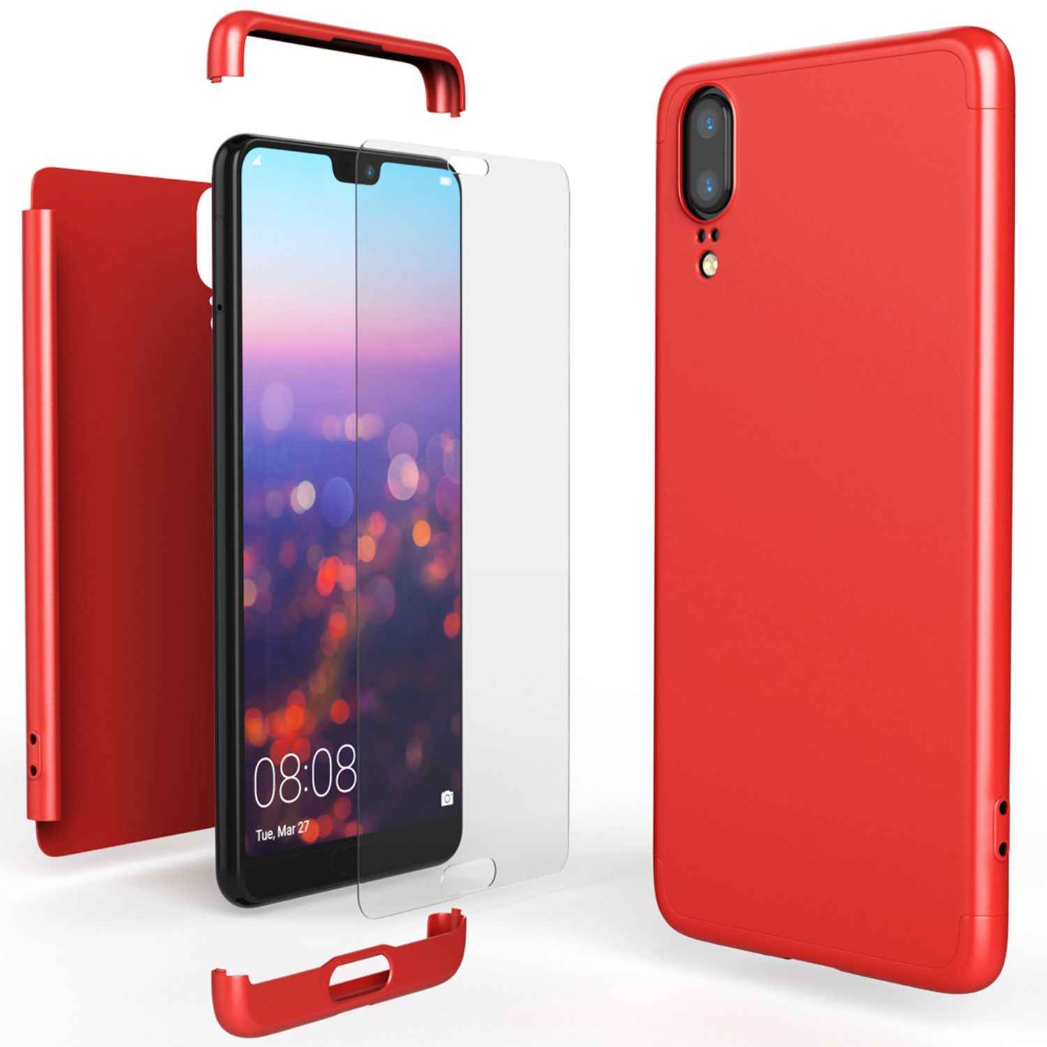 Huawei P20 Hülle 360 Grad Handyhülle mit Displayschutz von NALIA, 360° Cover Case