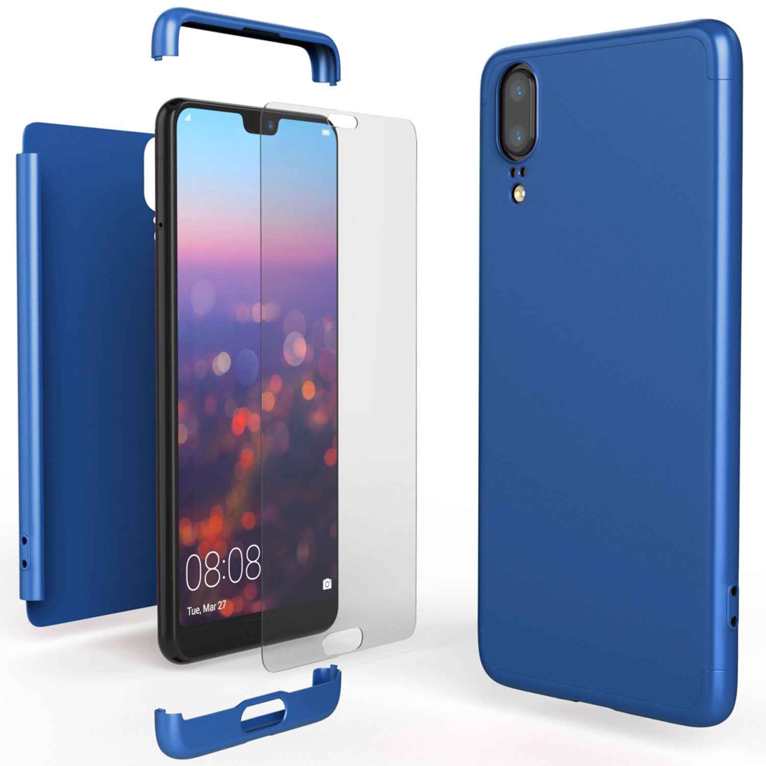 Huawei P20 Hülle 360 Grad Handyhülle mit Displayschutz von NALIA, 360° Cover Case