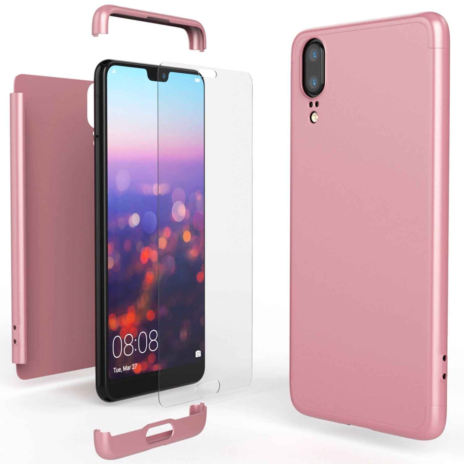 Huawei P20 Hülle 360 Grad Handyhülle mit Displayschutz von NALIA, 360° Cover Case