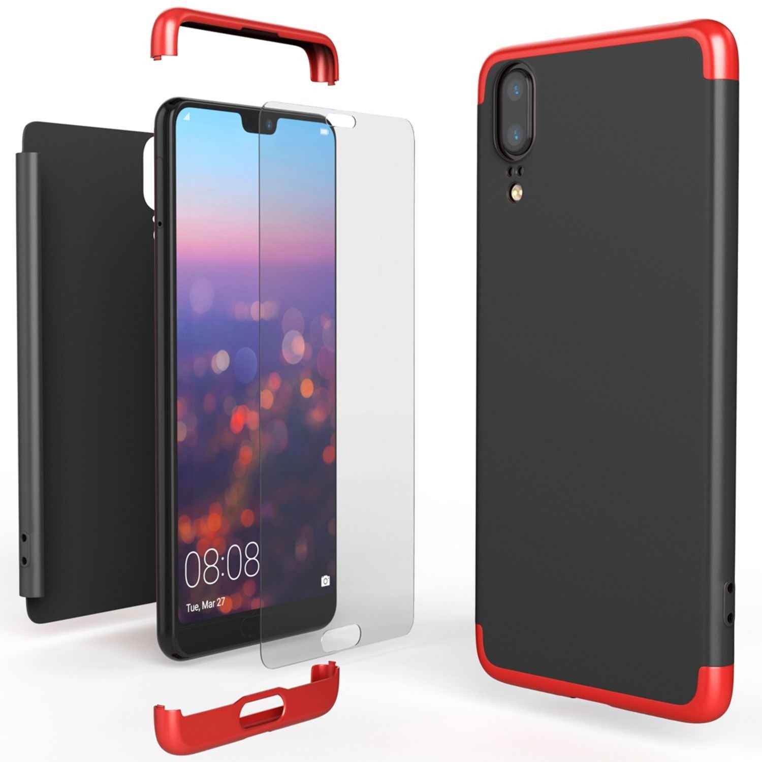 Huawei P20 Hülle 360 Grad Handyhülle mit Displayschutz von NALIA, 360° Cover Case