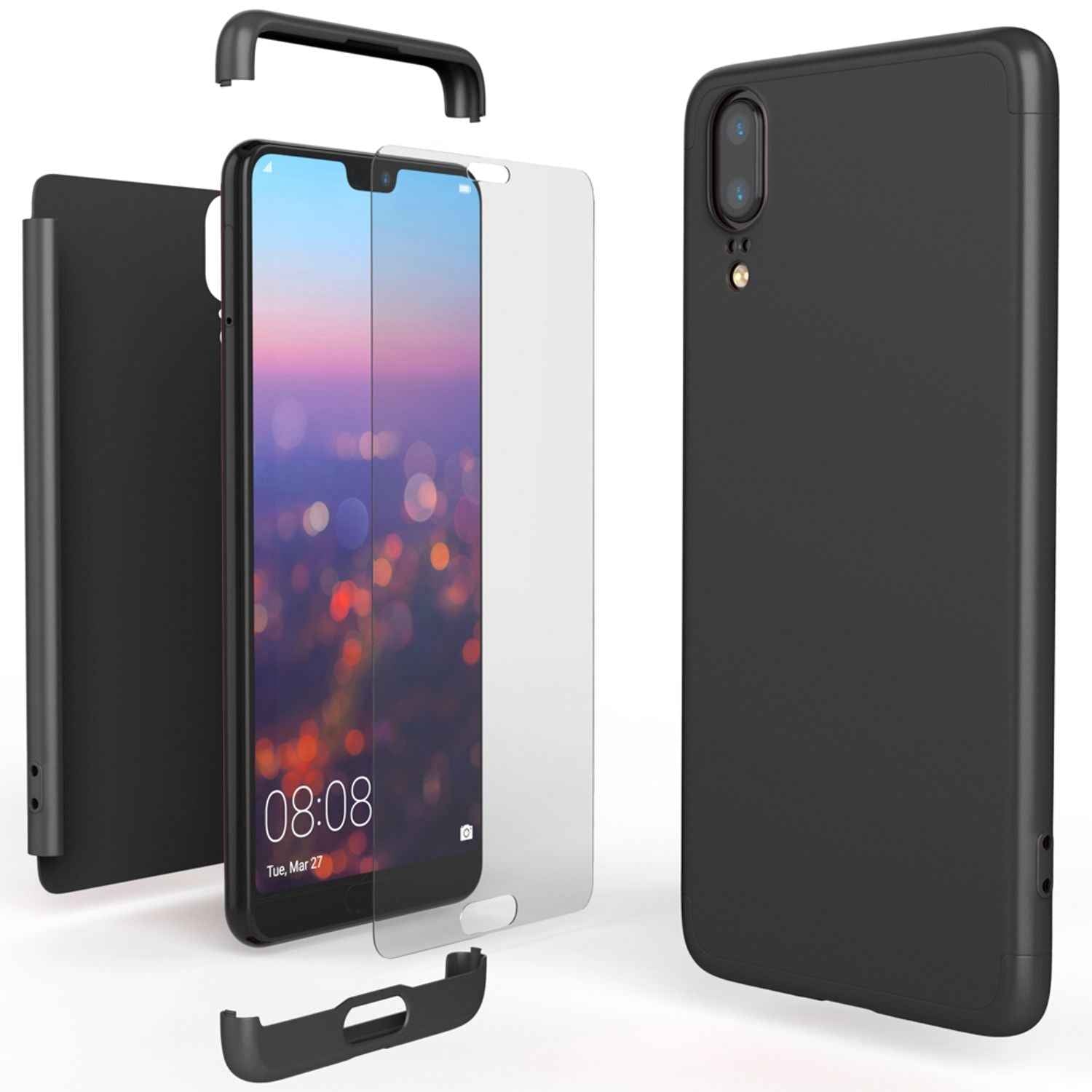 Huawei P20 Hülle 360 Grad Handyhülle mit Displayschutz von NALIA, 360° Cover Case