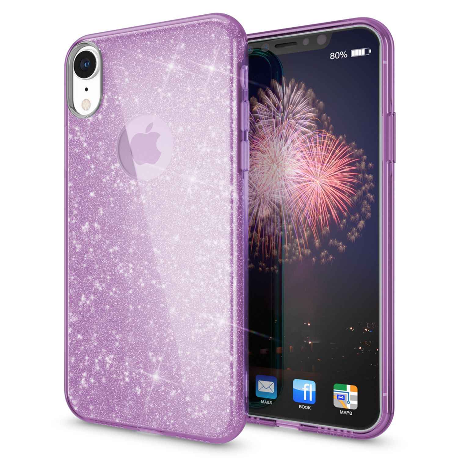 NALIA Hülle für iPhone XR, Handyhülle Glitzer Ultra-Slim Silikon-Case Back-Cover