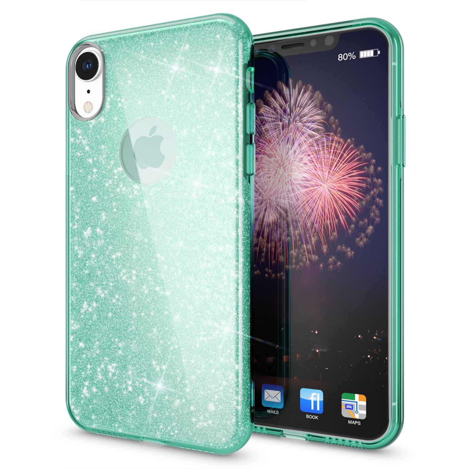 NALIA Hülle für iPhone XR, Handyhülle Glitzer Ultra-Slim Silikon-Case Back-Cover