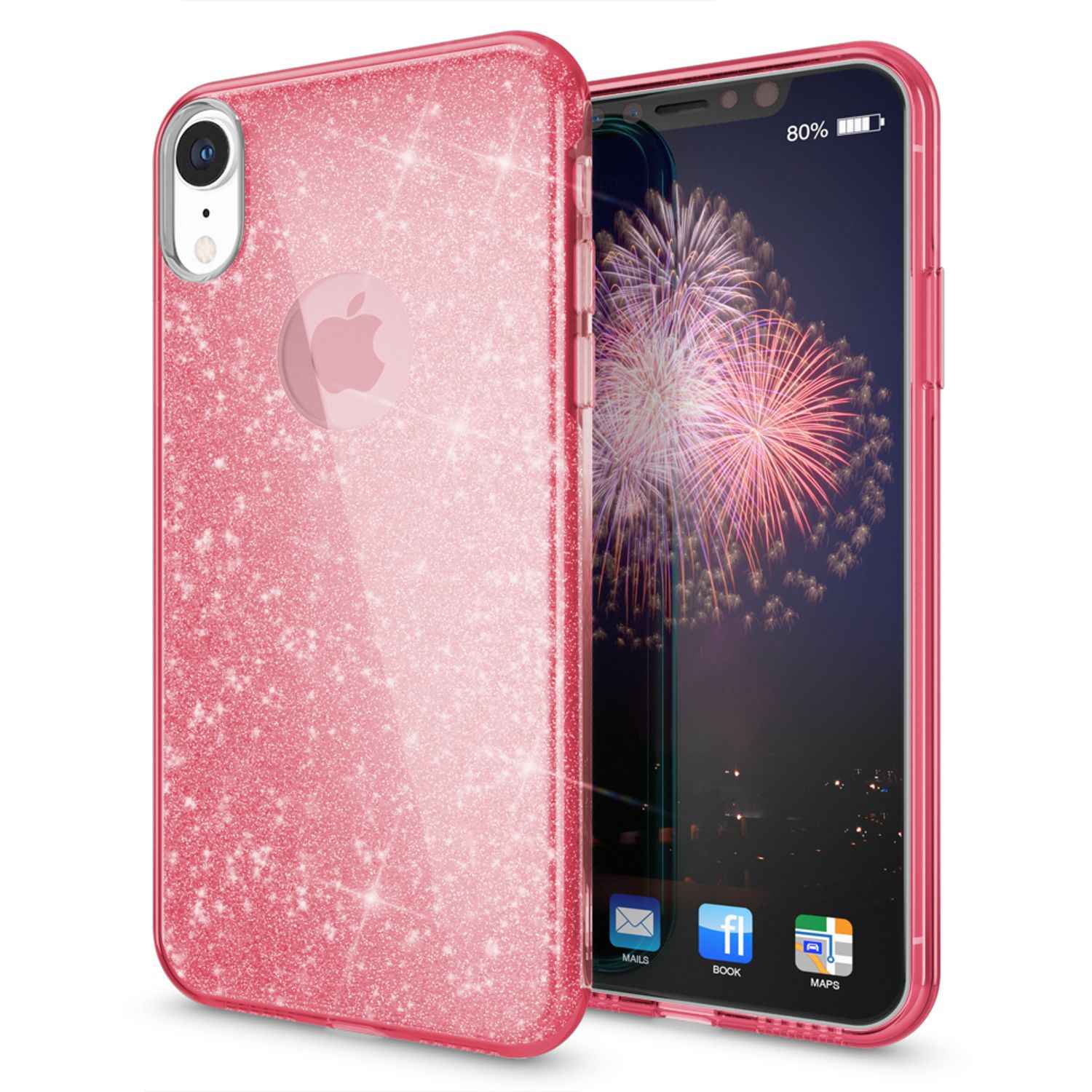 NALIA Hülle für iPhone XR, Handyhülle Glitzer Ultra-Slim Silikon-Case Back-Cover