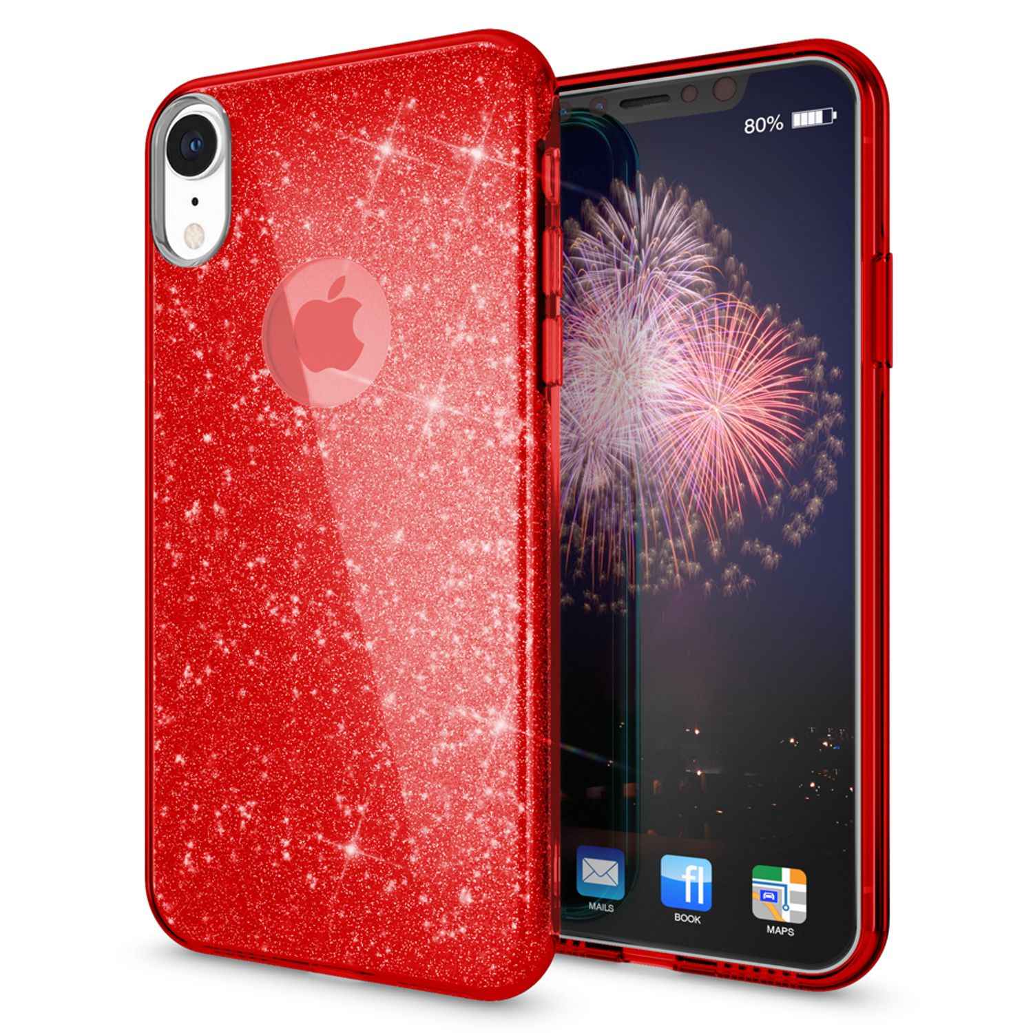 NALIA Hülle für iPhone XR, Handyhülle Glitzer Ultra-Slim Silikon-Case Back-Cover