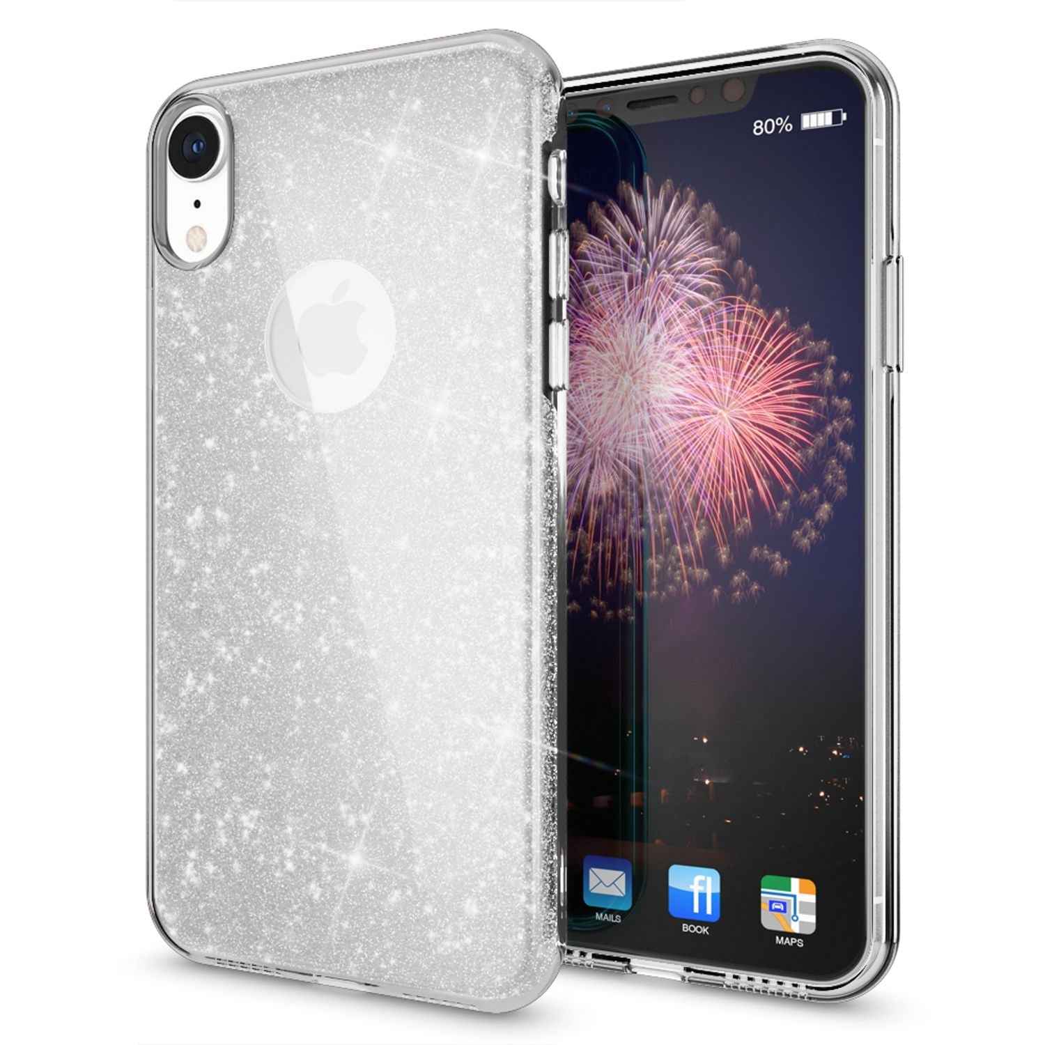 NALIA Hülle für iPhone XR, Handyhülle Glitzer Ultra-Slim Silikon-Case Back-Cover