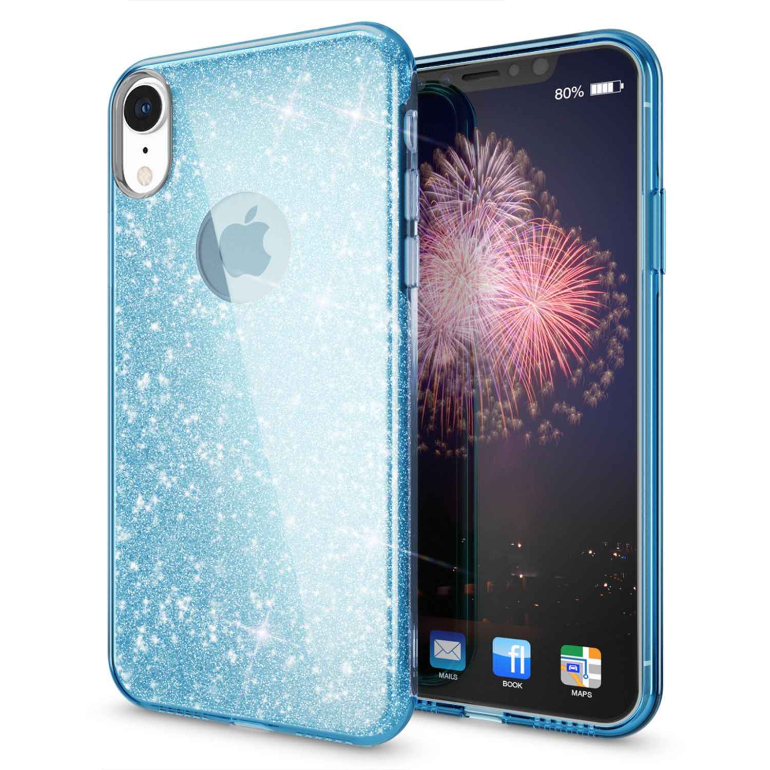 NALIA Hülle für iPhone XR, Handyhülle Glitzer Ultra-Slim Silikon-Case Back-Cover