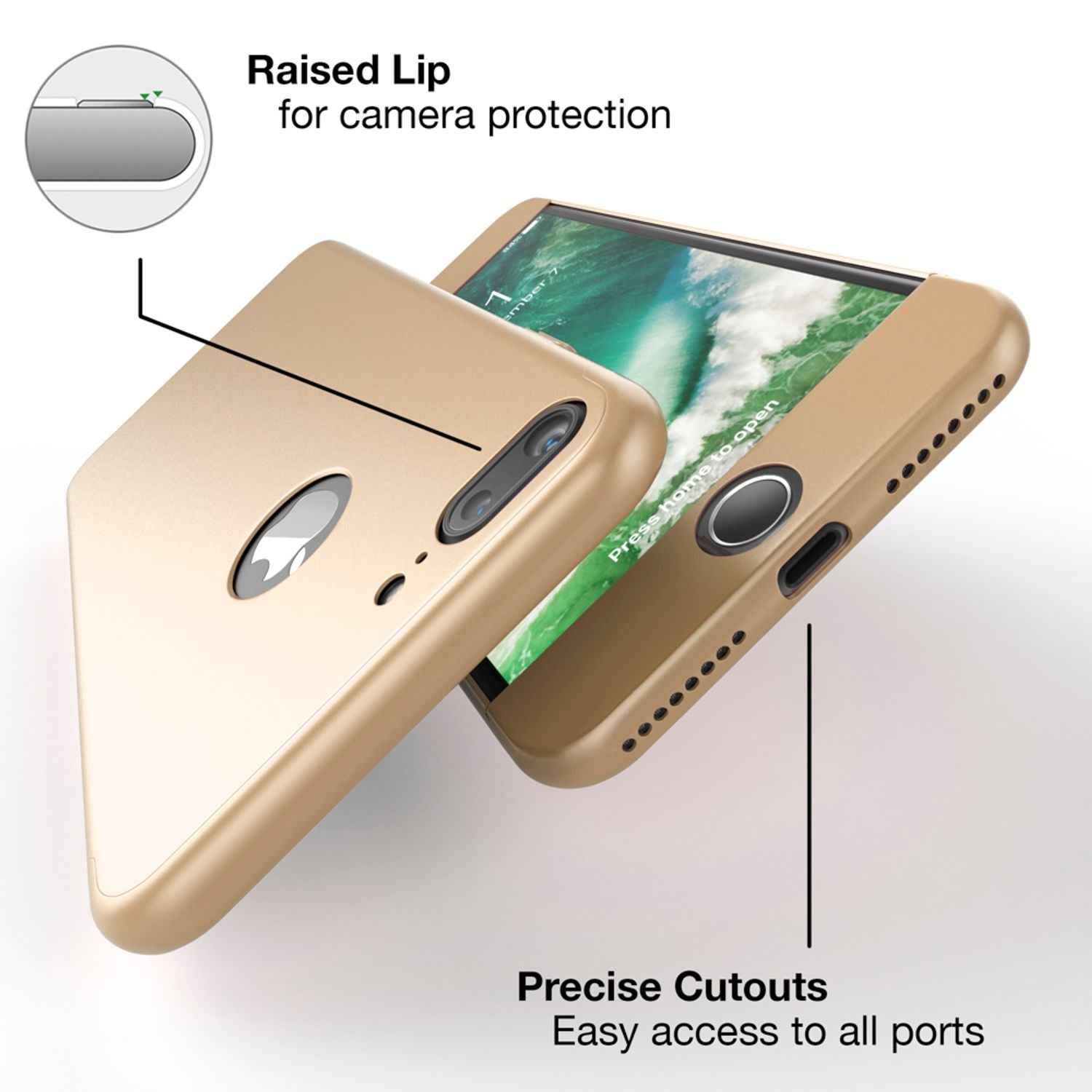 Apple iPhone 7 Plus Rundum Handy Hülle mit Displayschutz von NALIA, 360° Case