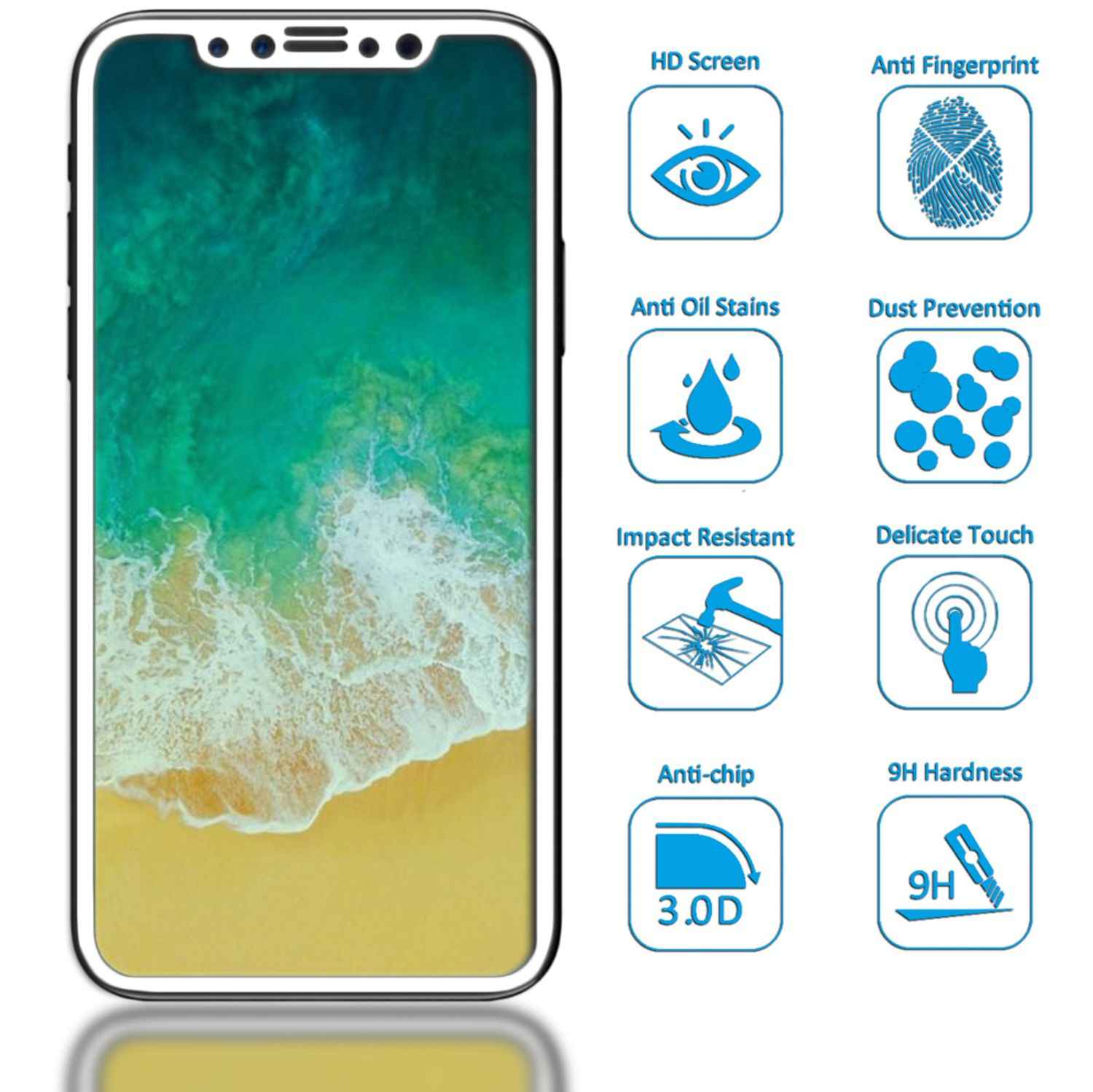 NALIA Schutzglas für iPhone 11 Pro / iPhone X XS, Full Display Screen Schutz