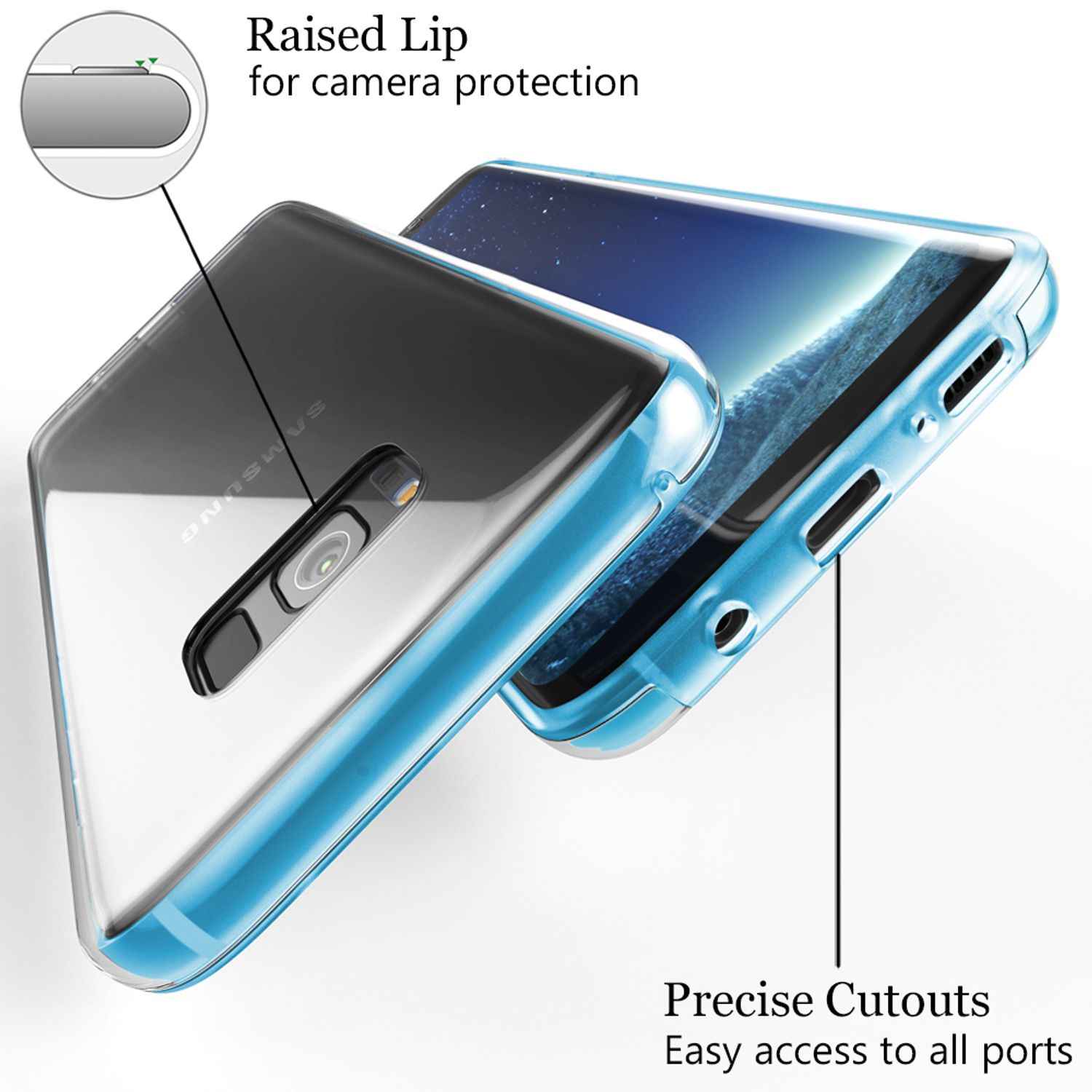 NALIA 360 Grad Handy Hülle für Samsung Galaxy S8, Full Cover Silikon Bumper Etui