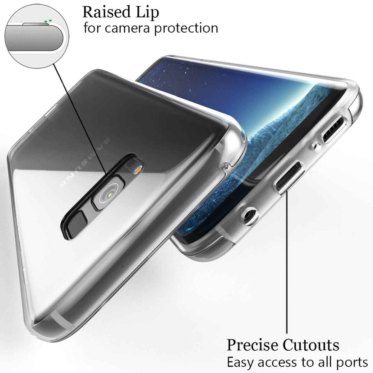 NALIA 360 Grad Handy Hülle für Samsung Galaxy S8, Full Cover Silikon Bumper Etui