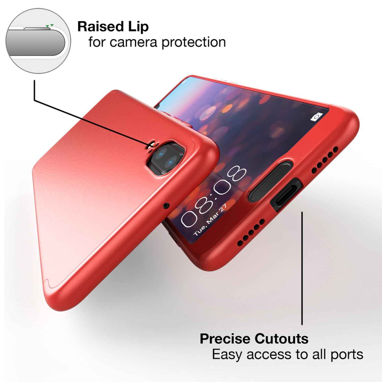Huawei P20 Hülle 360 Grad Handyhülle mit Displayschutz von NALIA, 360° Cover Case