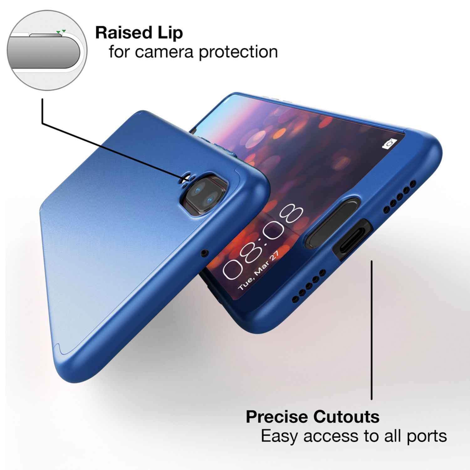 Huawei P20 Hülle 360 Grad Handyhülle mit Displayschutz von NALIA, 360° Cover Case