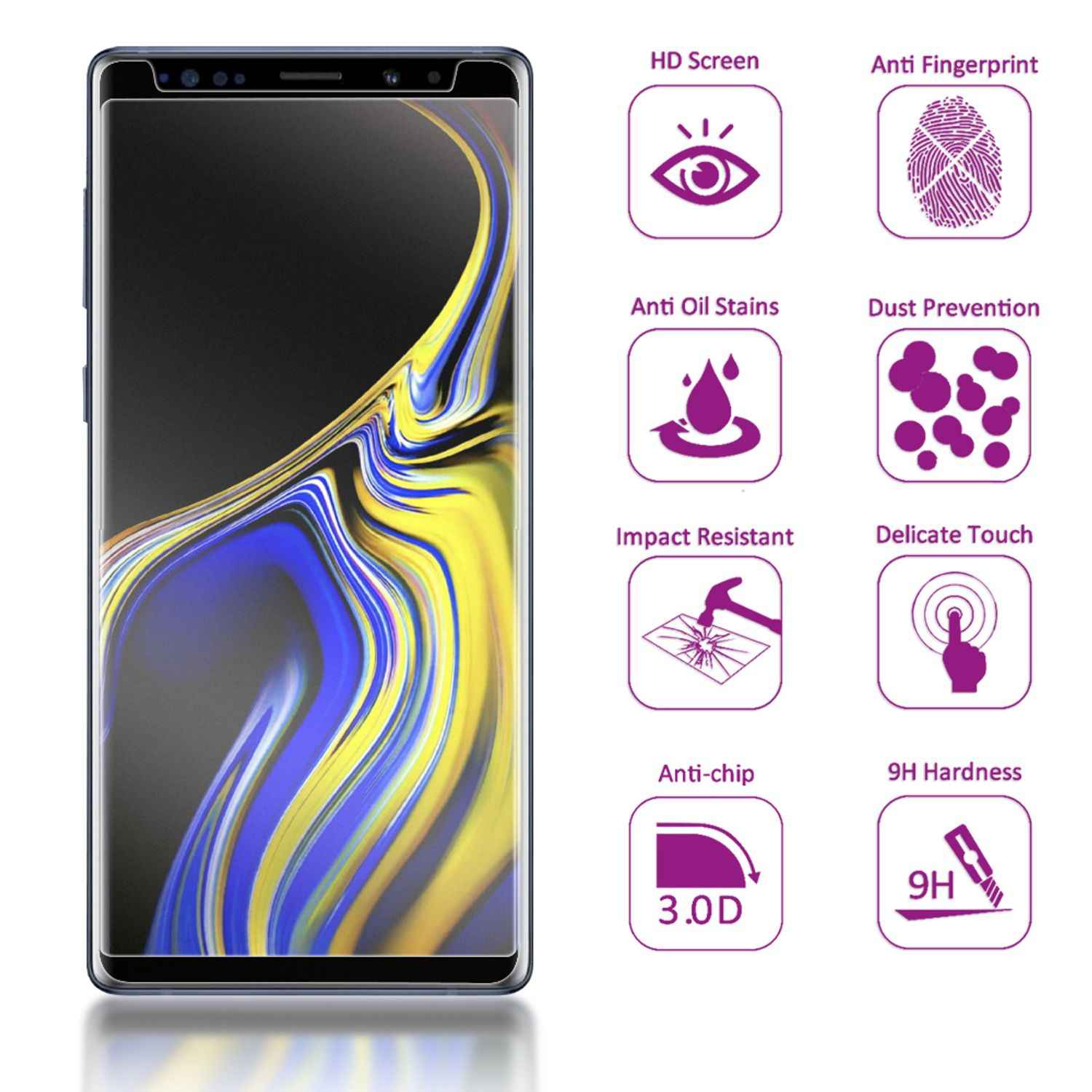 NALIA Sicht Schutzglas für Samsung Galaxy Note 9, Anti Spy Blickschutz Glas