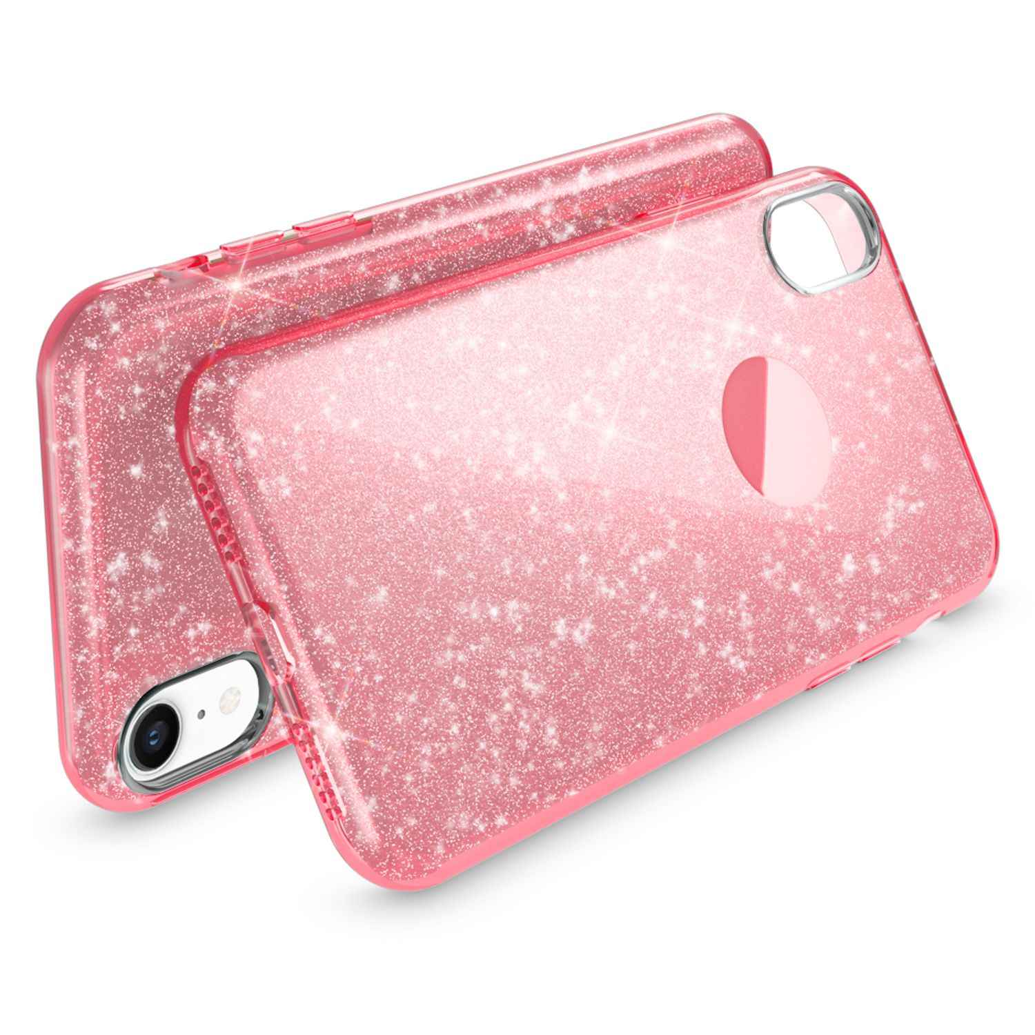 NALIA Hülle für iPhone XR, Handyhülle Glitzer Ultra-Slim Silikon-Case Back-Cover