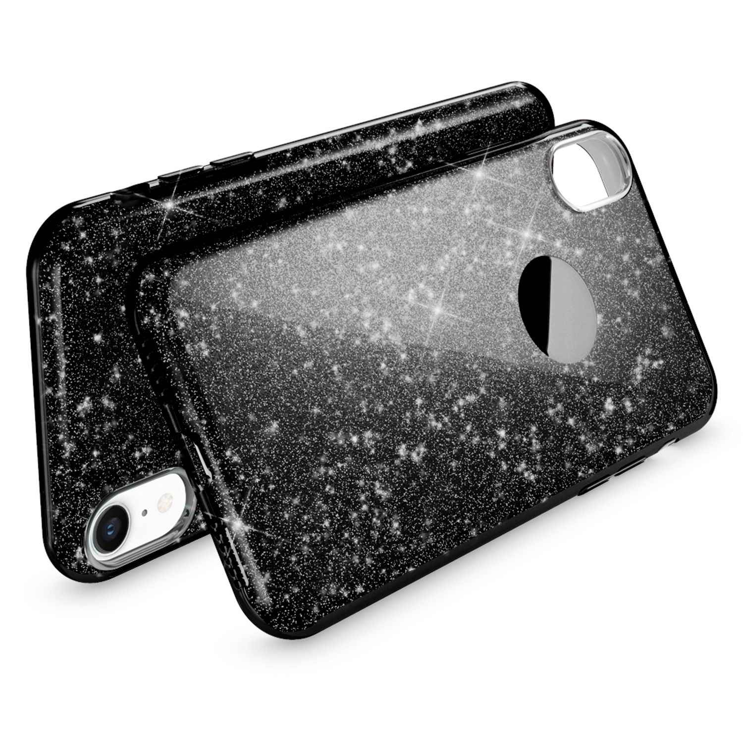 NALIA Hülle für iPhone XR, Handyhülle Glitzer Ultra-Slim Silikon-Case Back-Cover