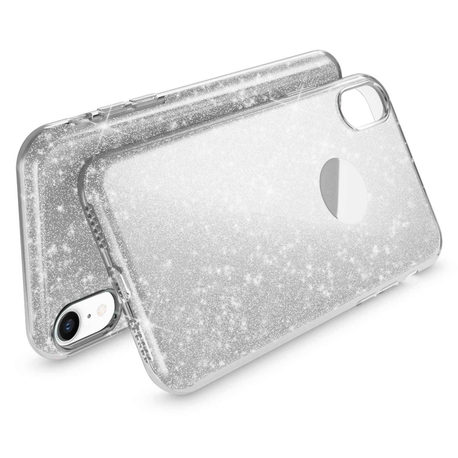 NALIA Hülle für iPhone XR, Handyhülle Glitzer Ultra-Slim Silikon-Case Back-Cover