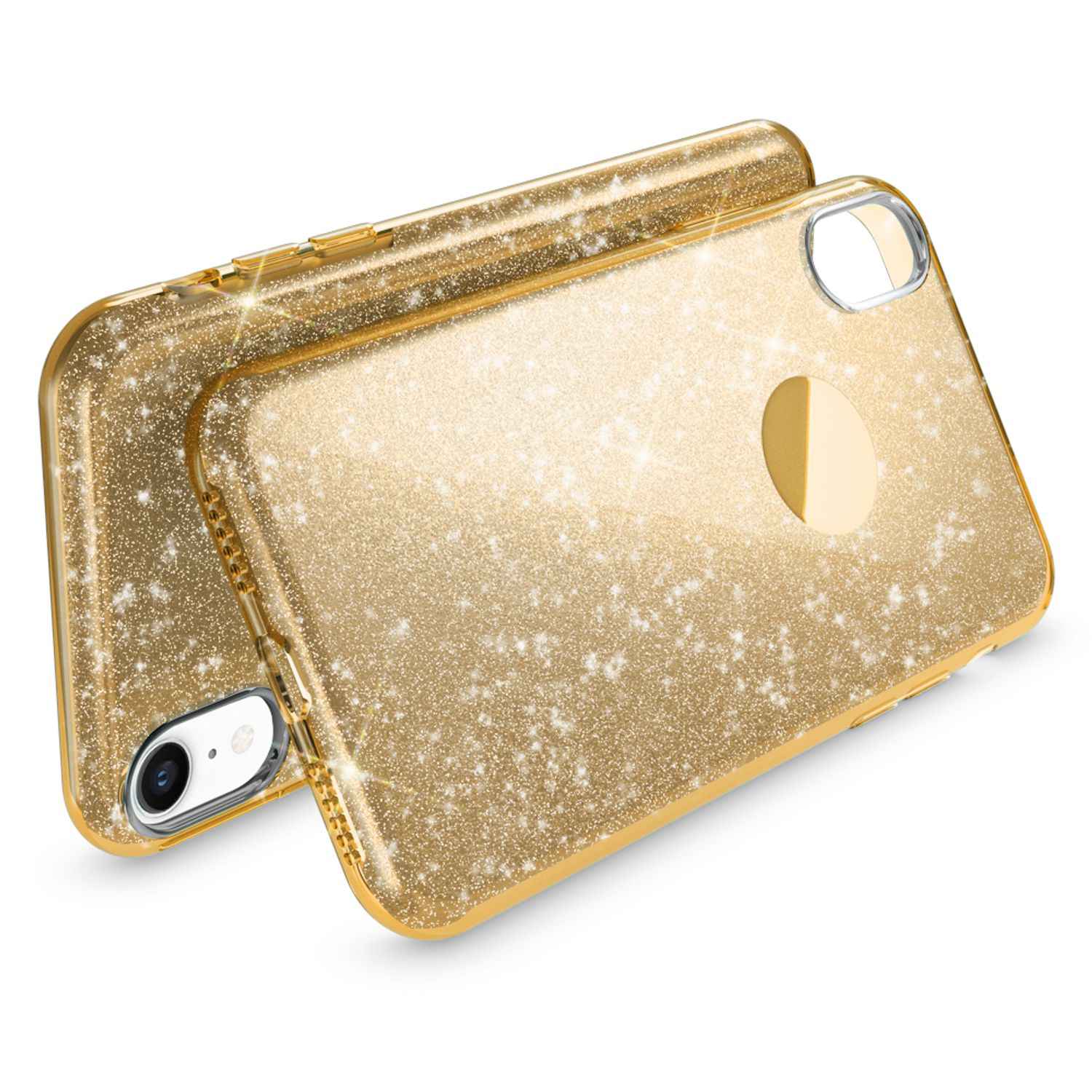 NALIA Hülle für iPhone XR, Handyhülle Glitzer Ultra-Slim Silikon-Case Back-Cover