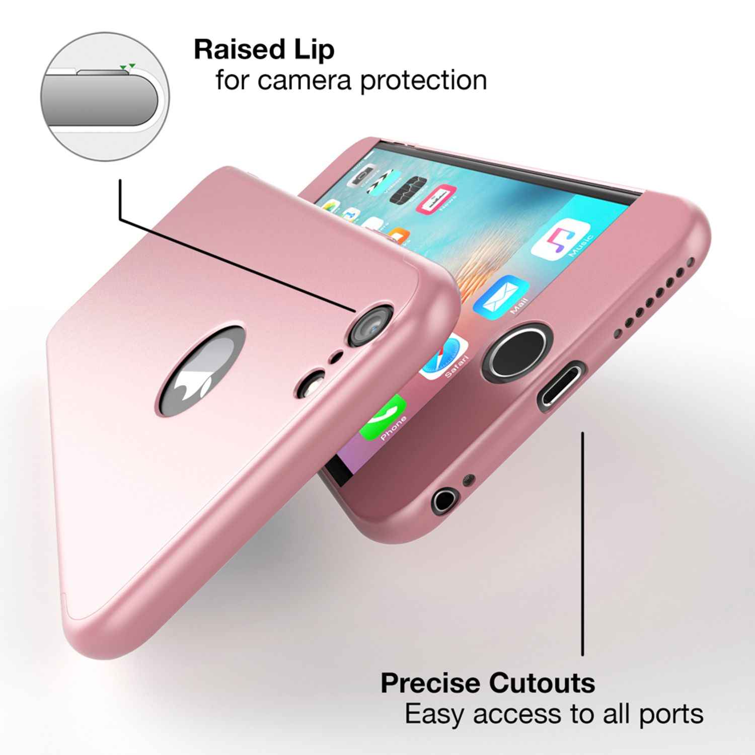 iPhone 6 Plus Hülle Rundum Handyhülle mit Displayschutz von NALIA, 360° Case