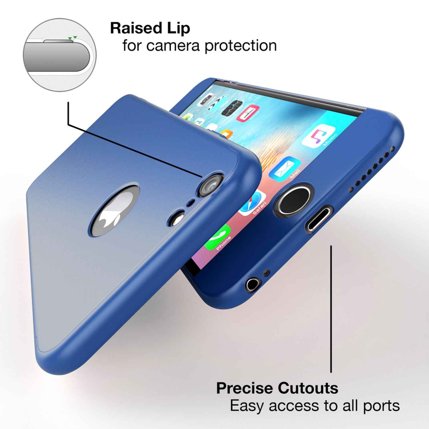iPhone 6 Plus Hülle Rundum Handyhülle mit Displayschutz von NALIA, 360° Case