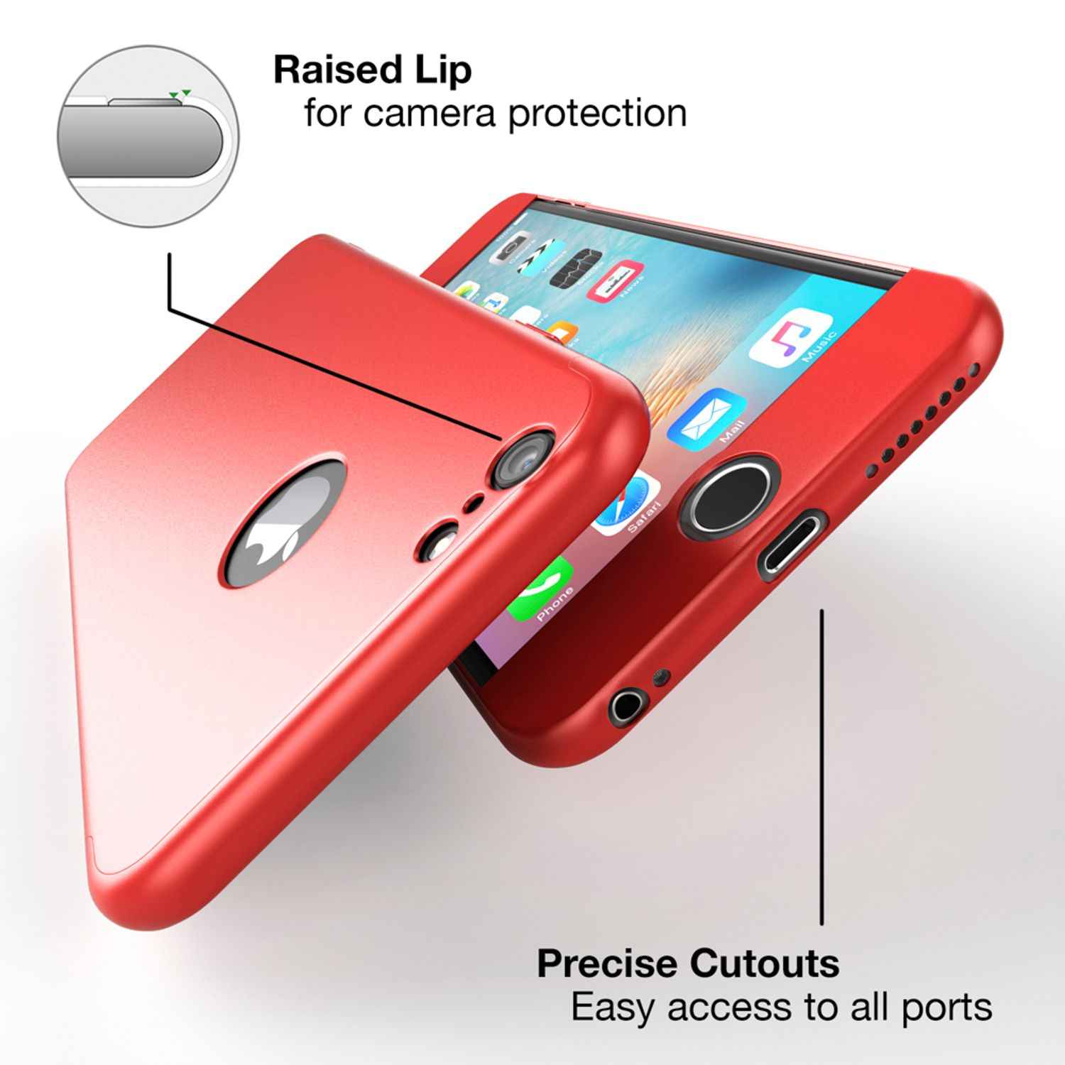 iPhone 6 Plus Hülle Rundum Handyhülle mit Displayschutz von NALIA, 360° Case