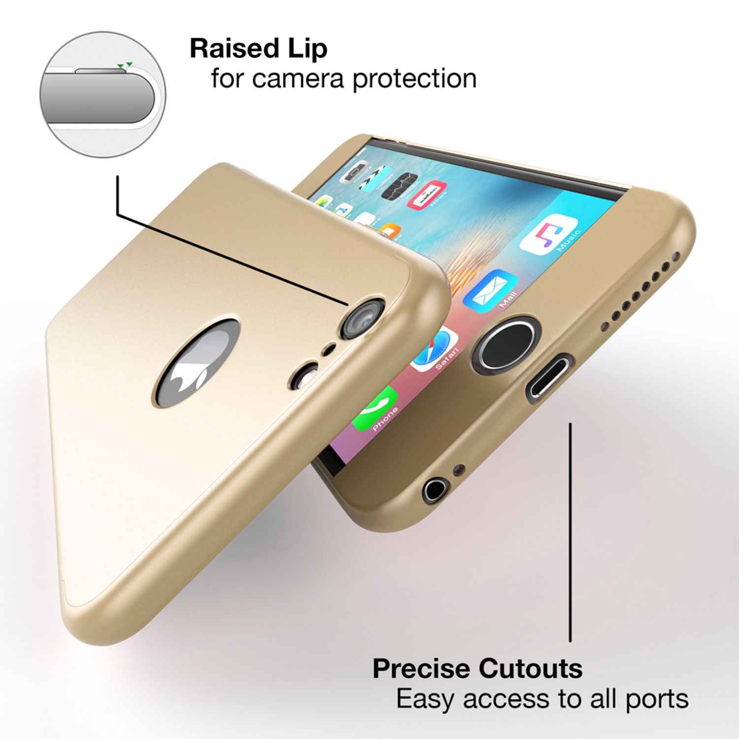 iPhone 6 Plus Hülle Rundum Handyhülle mit Displayschutz von NALIA, 360° Case
