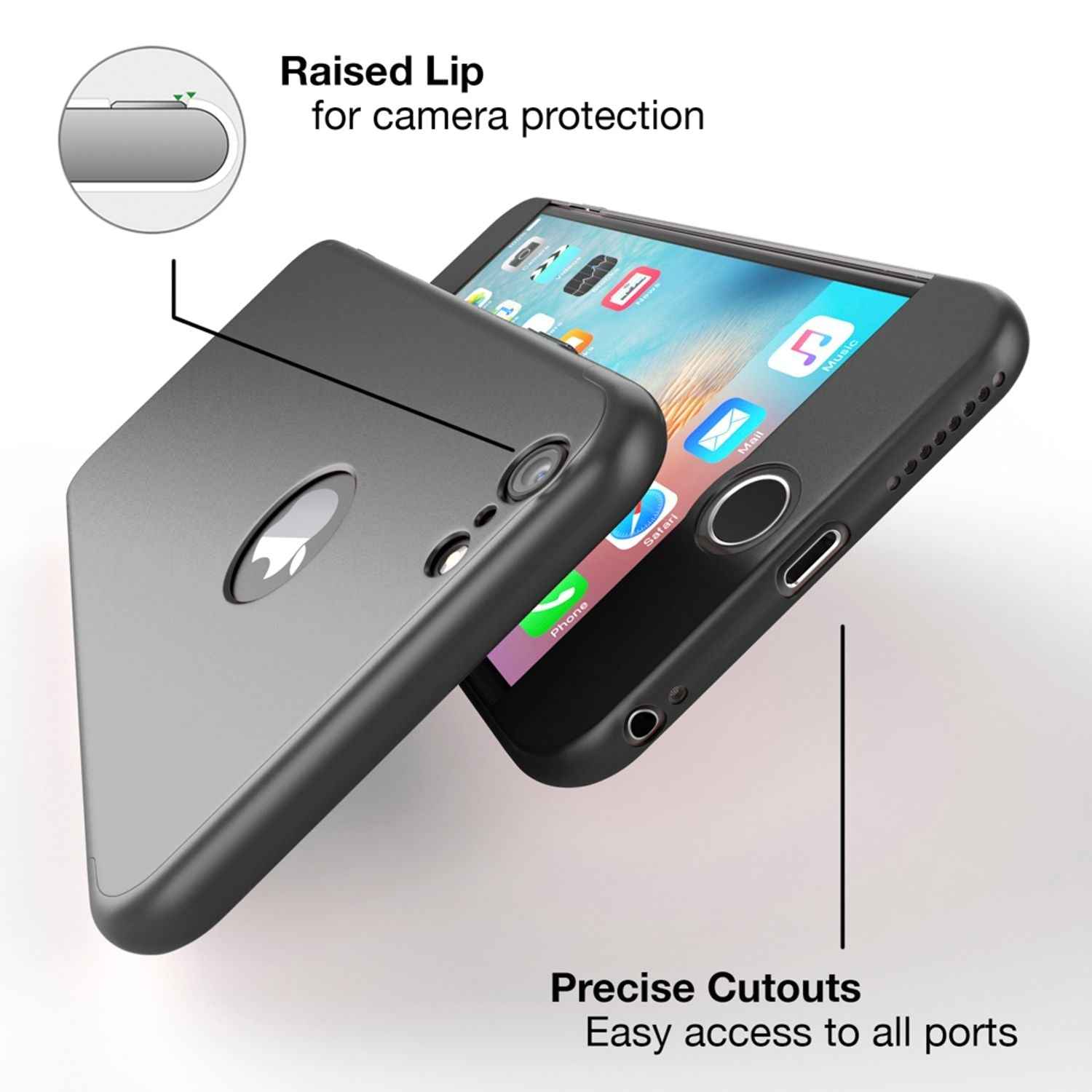 iPhone 6 Plus Hülle Rundum Handyhülle mit Displayschutz von NALIA, 360° Case