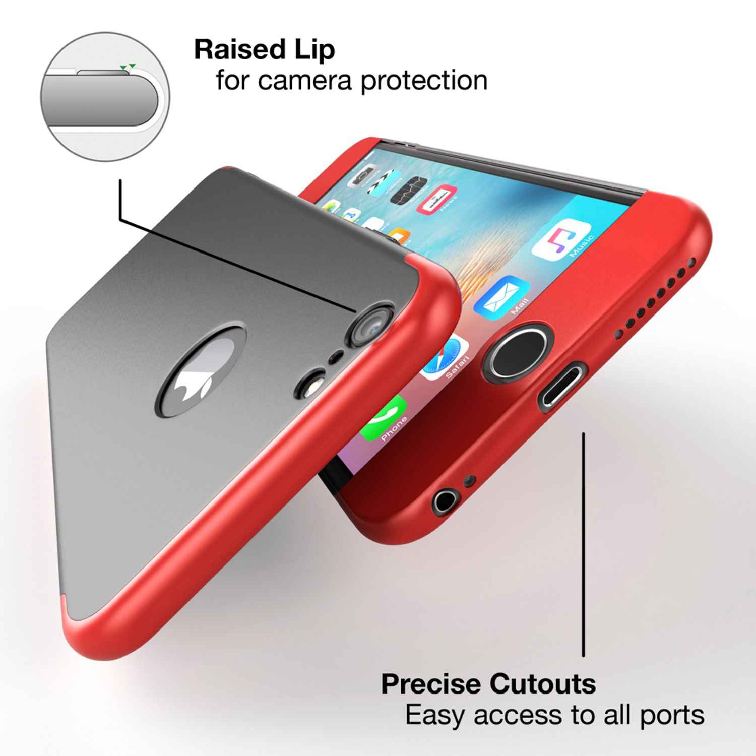 iPhone 6 Plus Hülle Rundum Handyhülle mit Displayschutz von NALIA, 360° Case