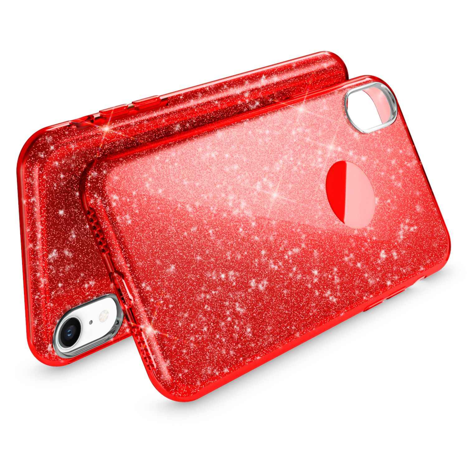 NALIA Hülle für iPhone XR, Handyhülle Glitzer Ultra-Slim Silikon-Case Back-Cover
