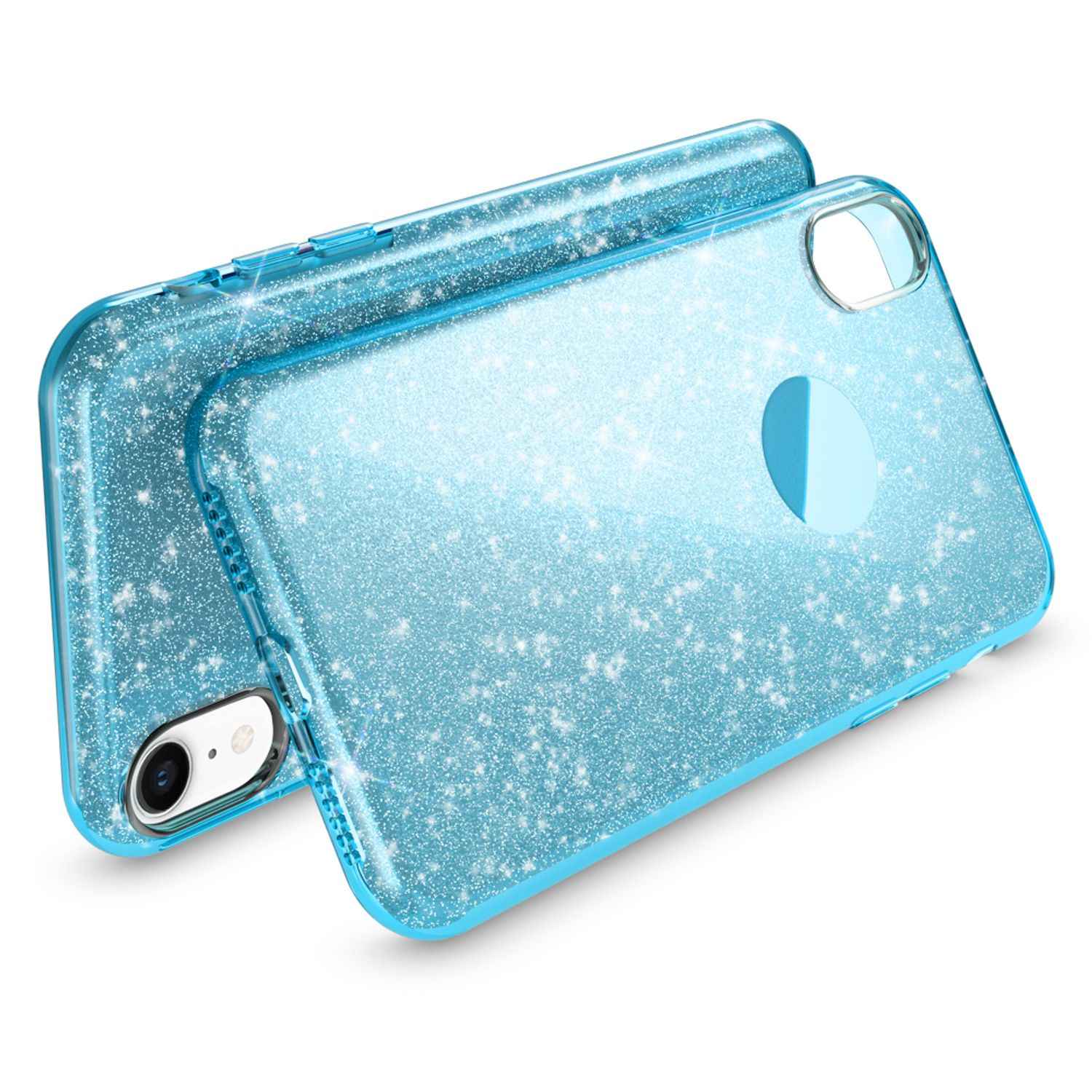 NALIA Hülle für iPhone XR, Handyhülle Glitzer Ultra-Slim Silikon-Case Back-Cover