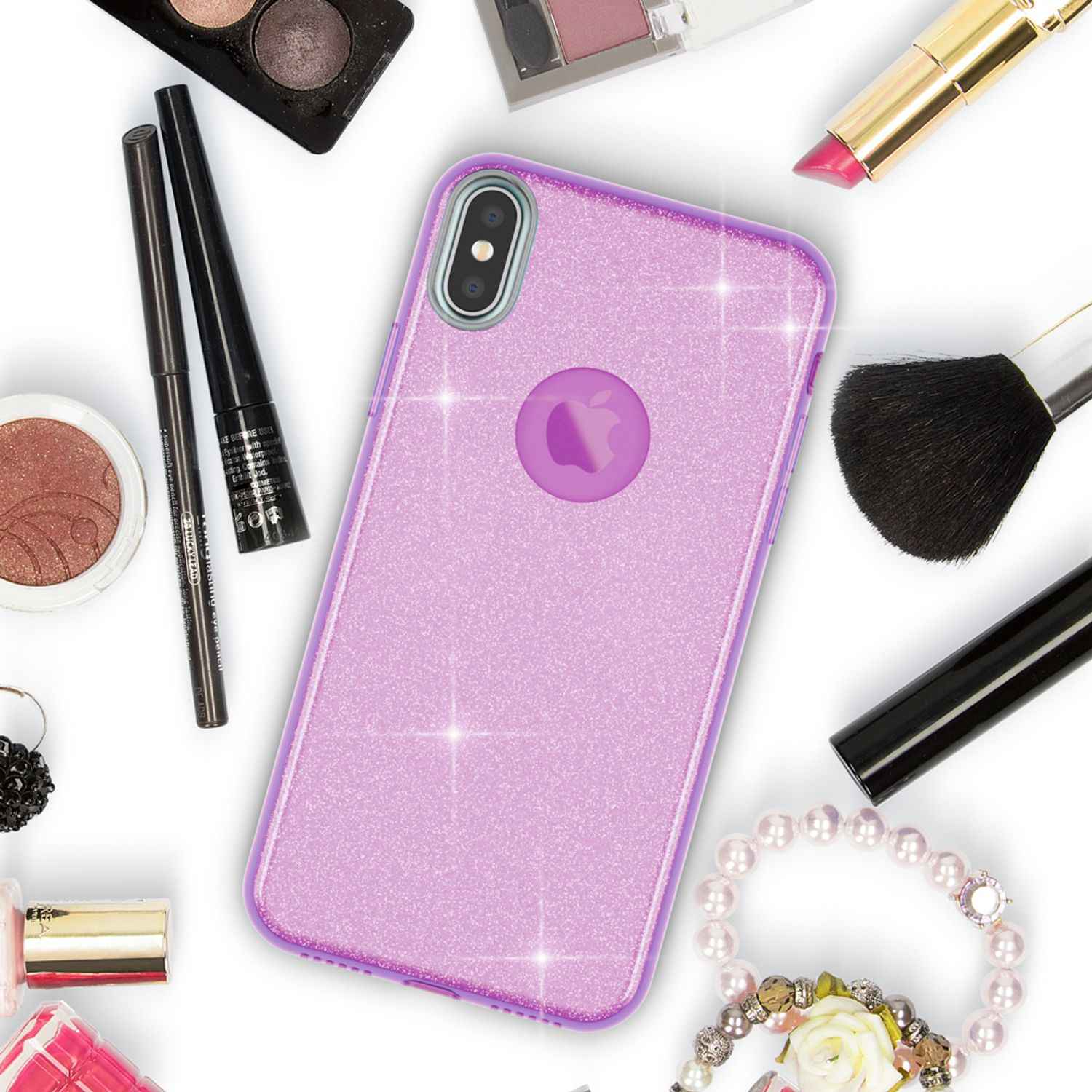 NALIA Hülle für iPhone XS Max, Handyhülle Glitzer Ultra Slim Silikon Case Cover