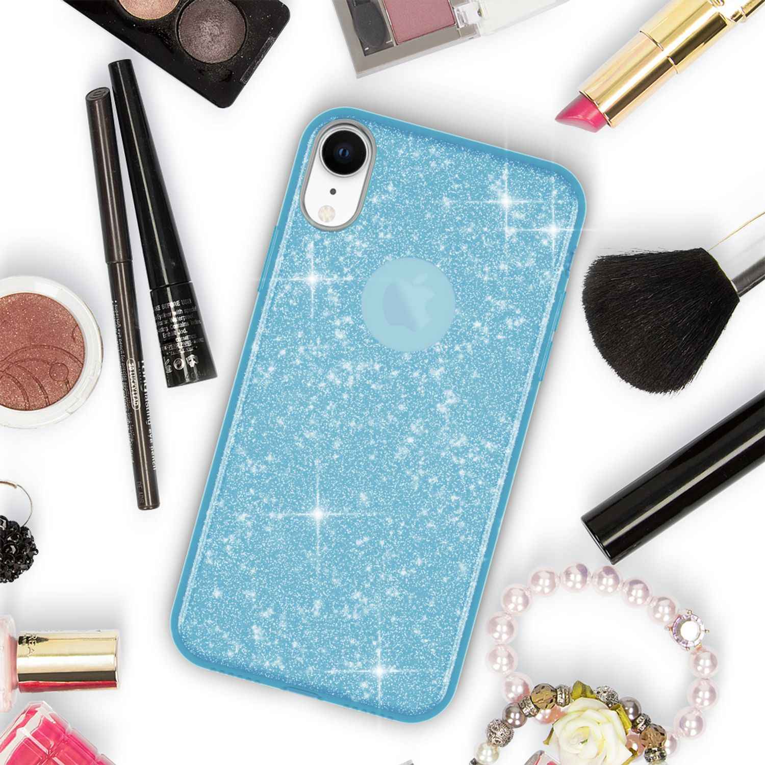 NALIA Hülle für iPhone XR, Handyhülle Glitzer Ultra-Slim Silikon-Case Back-Cover