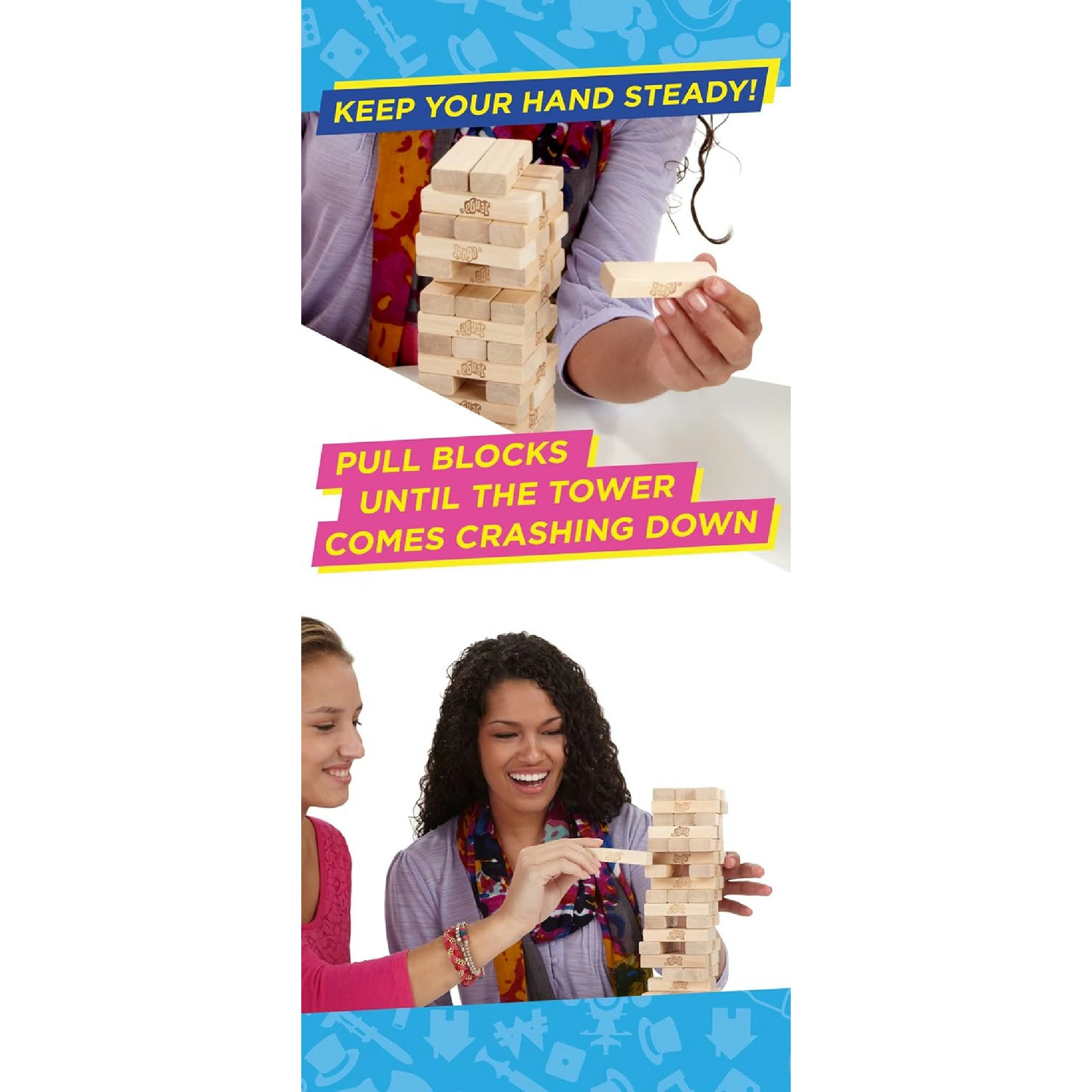 Hasbro Gaming Jenga Classic, beliebtes Geschicklichkeitsspiel zur Förderung der Reaktion, für Kinder ab 6 Jahren geeignet und für bis zu 2 Spieler, originelles Spiel zu Neujahr und Weihnachten Hauptansicht