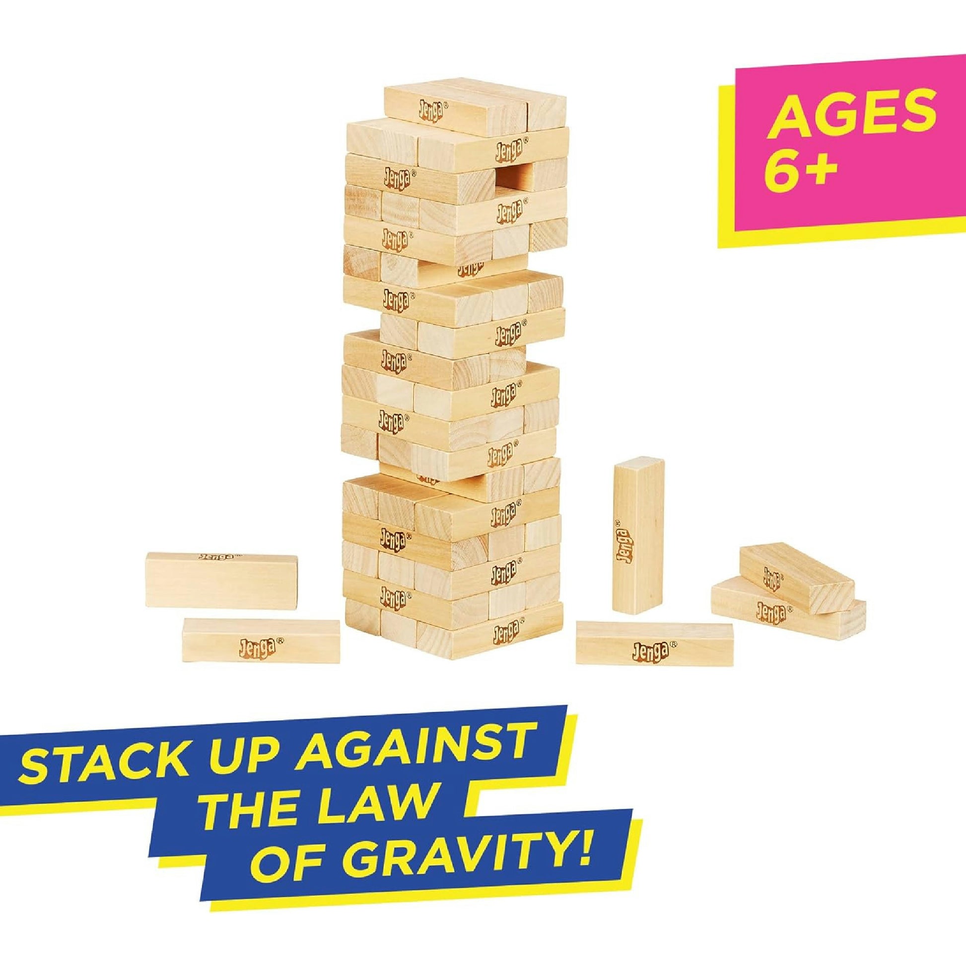 Hasbro Gaming Jenga Classic, beliebtes Geschicklichkeitsspiel zur Förderung der Reaktion, für Kinder ab 6 Jahren geeignet und für bis zu 2 Spieler, originelles Spiel zu Neujahr und Weihnachten Hauptansicht