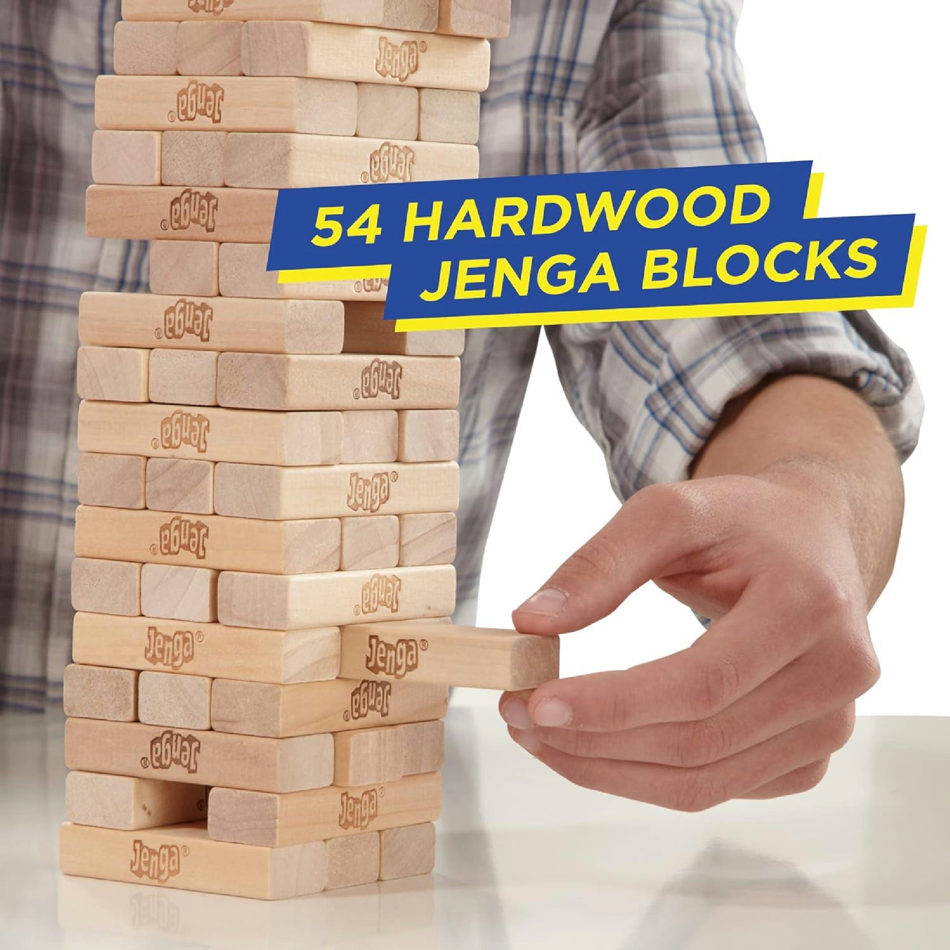 Hasbro Gaming Jenga Classic, beliebtes Geschicklichkeitsspiel zur Förderung der Reaktion, für Kinder ab 6 Jahren geeignet und für bis zu 2 Spieler, originelles Spiel zu Neujahr und Weihnachten Hauptansicht