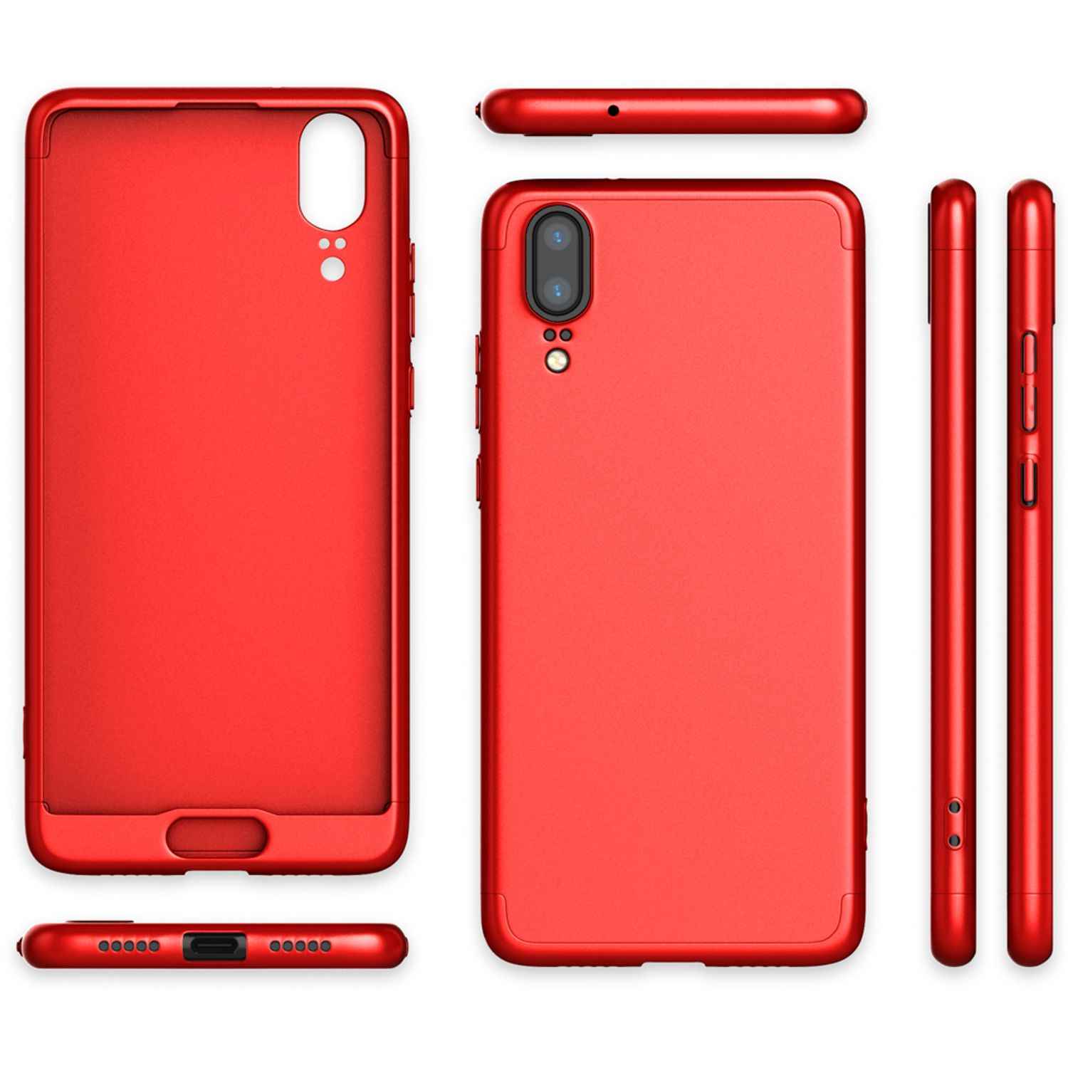 Huawei P20 Hülle 360 Grad Handyhülle mit Displayschutz von NALIA, 360° Cover Case