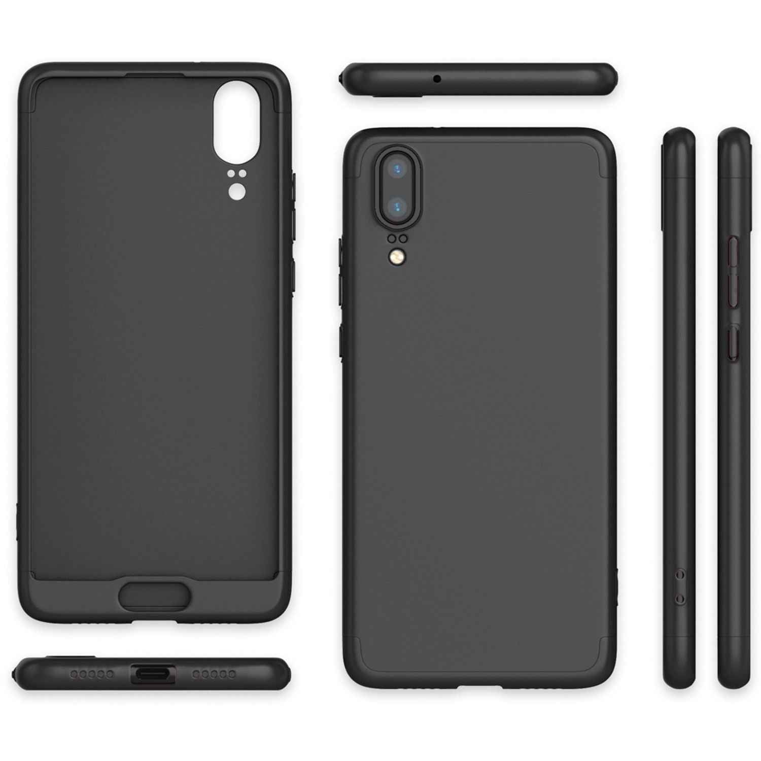 Huawei P20 Hülle 360 Grad Handyhülle mit Displayschutz von NALIA, 360° Cover Case