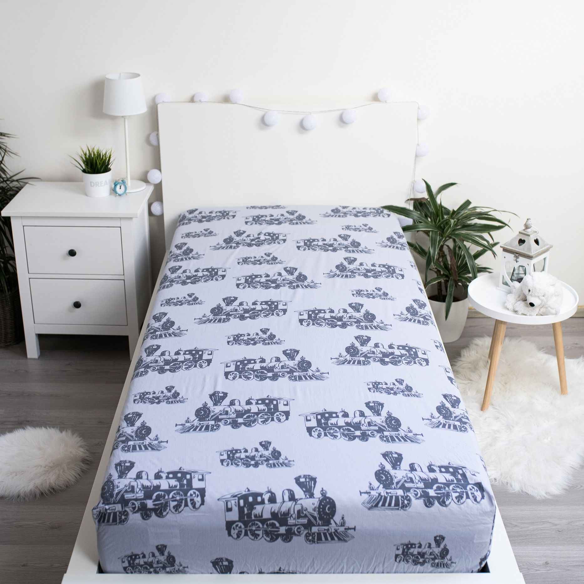 Lokomotive Zug Spannbettlaken - 90x200 cm Bettbezug Einzelbett Matratzenbezug