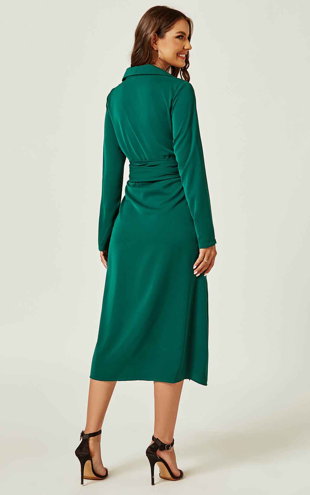 Shirt Midi Wrap Dress In Green