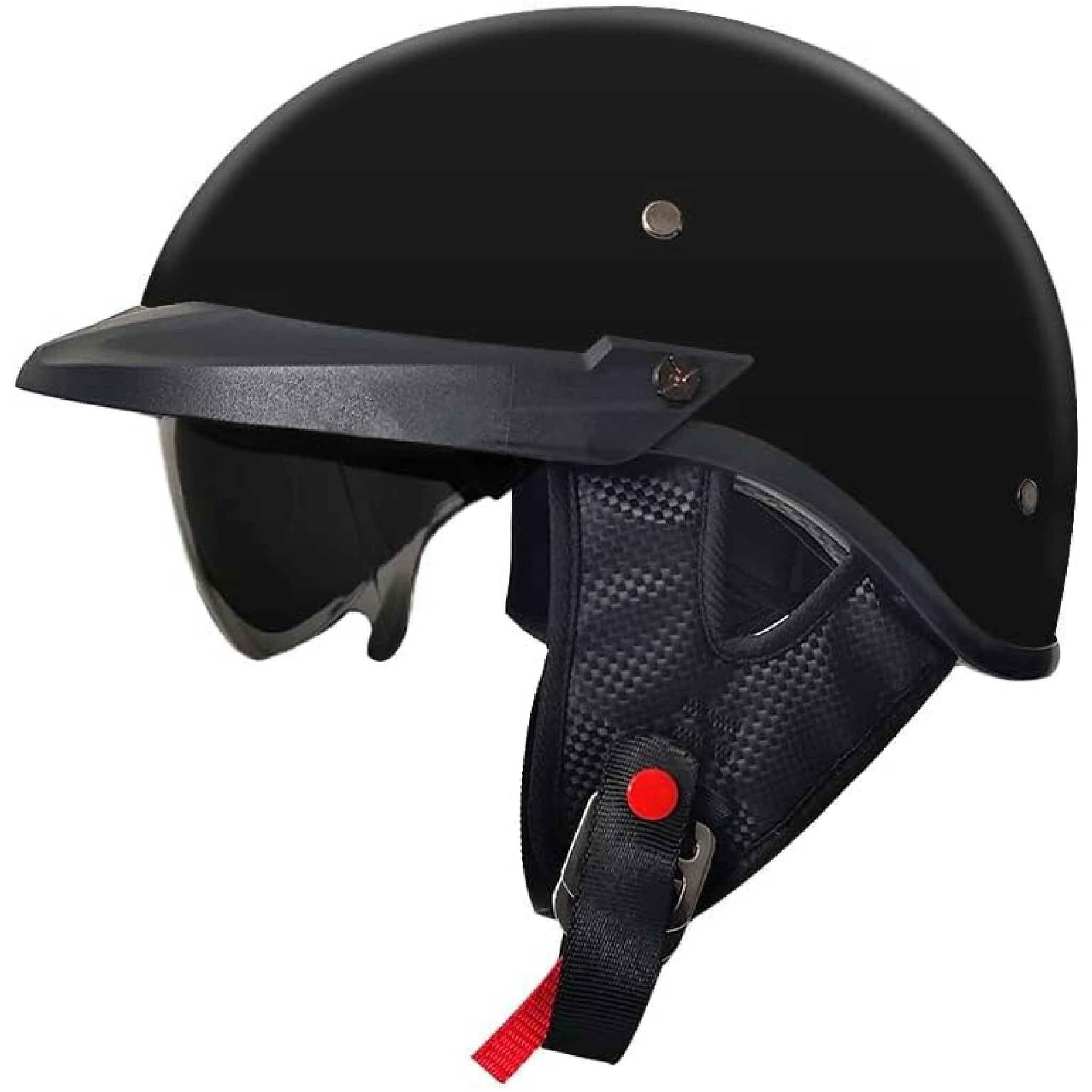 Retro Helm Moped Halbschalenhelm mit ECE-Zertifizierung Rollerhelm Cruiser Chopper Skateboardhelm Antikollisionshelm Motorradhalbhelm mit Visier für Damen und Herren Erwachsene (Schwarz Glänzend,M) Hauptansicht