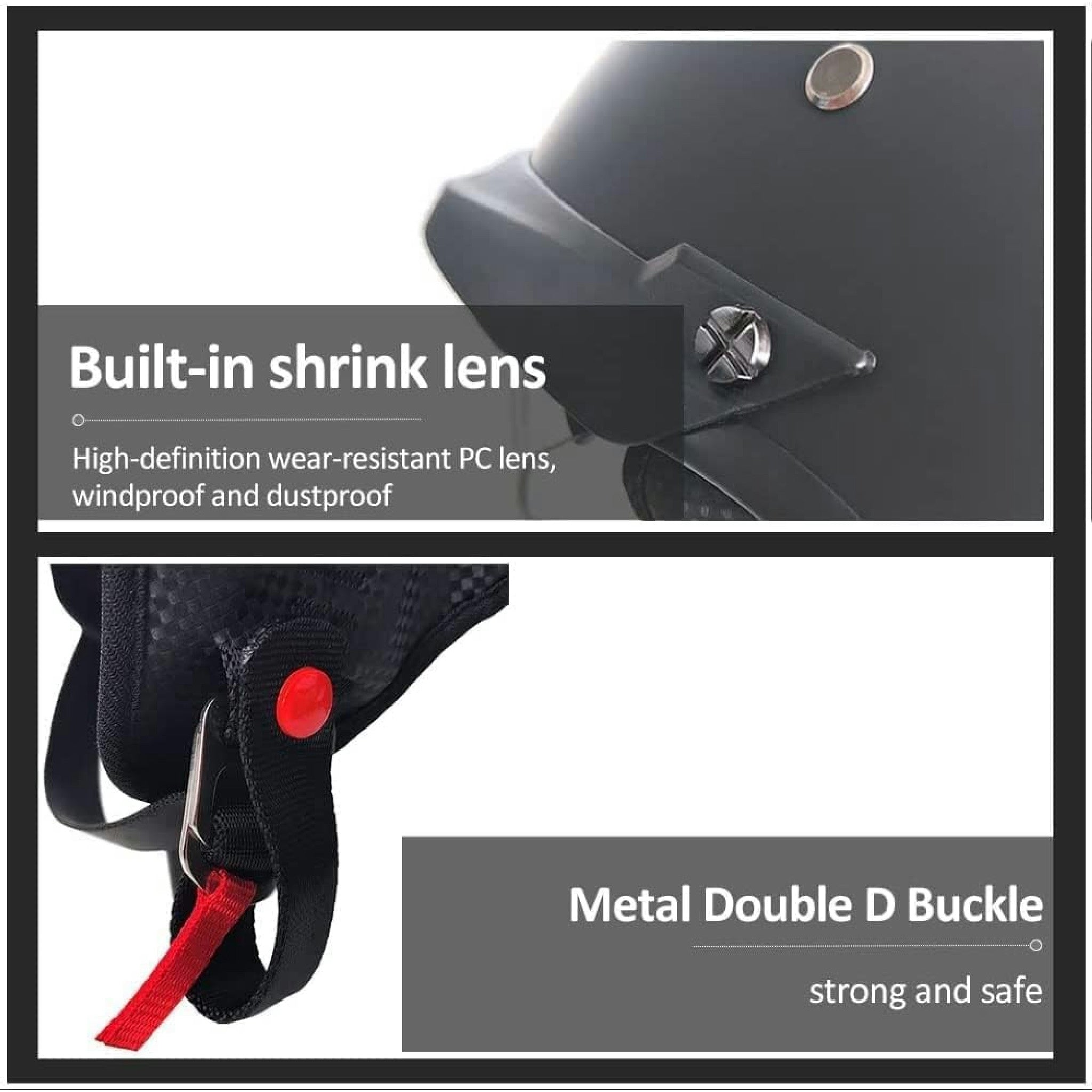 Retro Helm Moped Halbschalenhelm mit ECE-Zertifizierung Rollerhelm Cruiser Chopper Skateboardhelm Antikollisionshelm Motorradhalbhelm mit Visier für Damen und Herren Erwachsene (Schwarz Glänzend,M) Hauptansicht