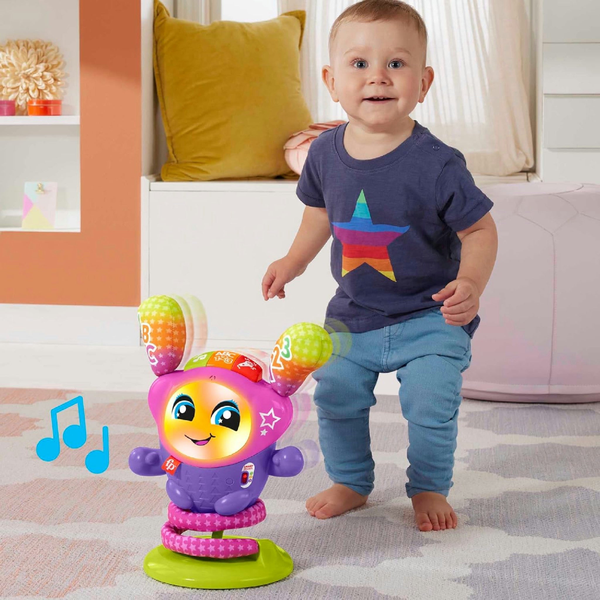 Fisher-Price DJ Bouncin’ Star Baby Toys | Educational Toys for 1 Year Old Boys and Girls | 1 Year Baby Gifts | Interactive Toys for 1 Year Old Girls and Boys | UK English Version 9-36m, HRC48 Hauptansicht
