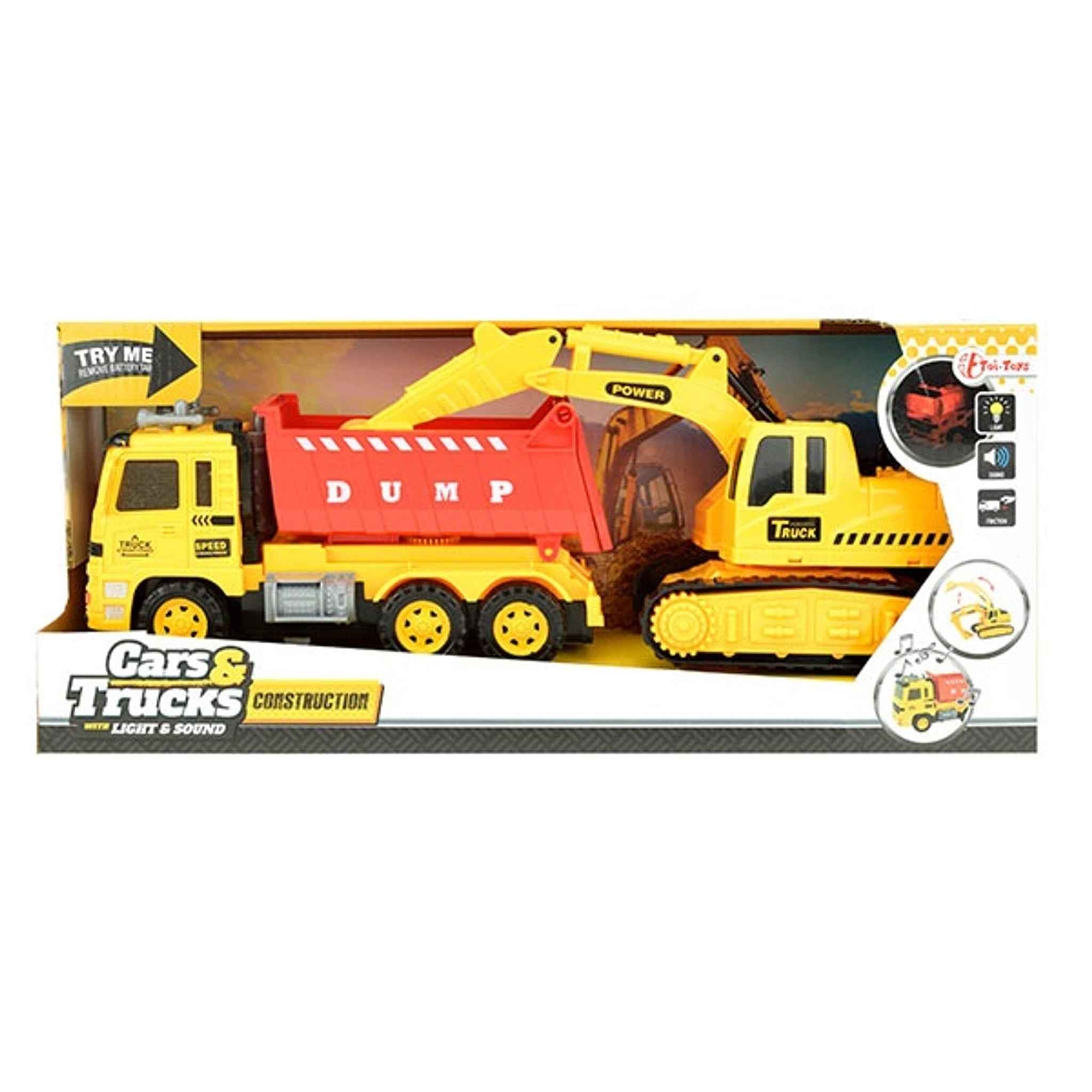 Spielzeug Kipper und Bagger aus Kunststoff gelb 19×9 cm ab 3 Jahren | Toi-Toys