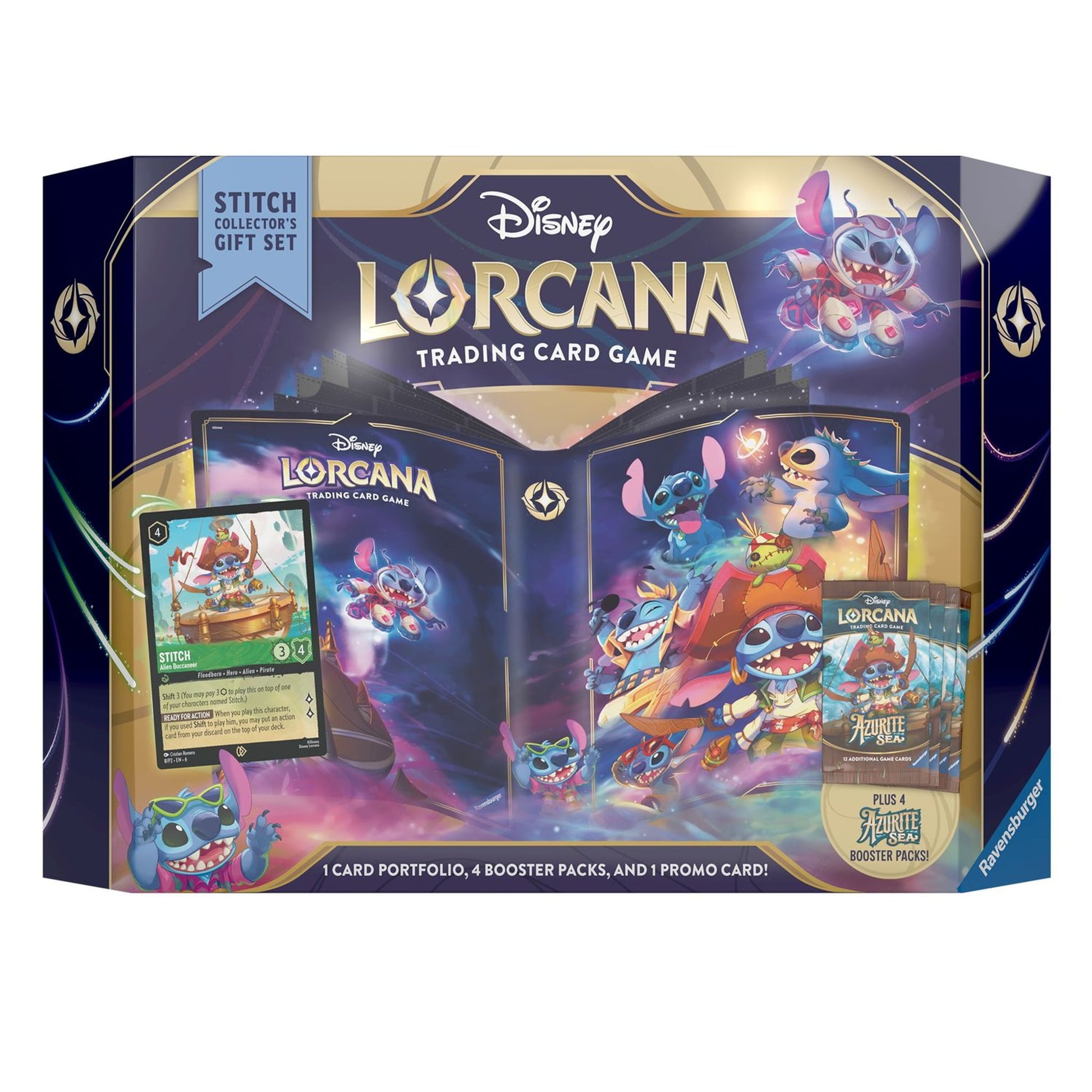 Disney Lorcana Azurite Sea Special Gift Set Sammelalbum Stitch Foil-Promokarte 4 Booster Packs – Produktbild 2
