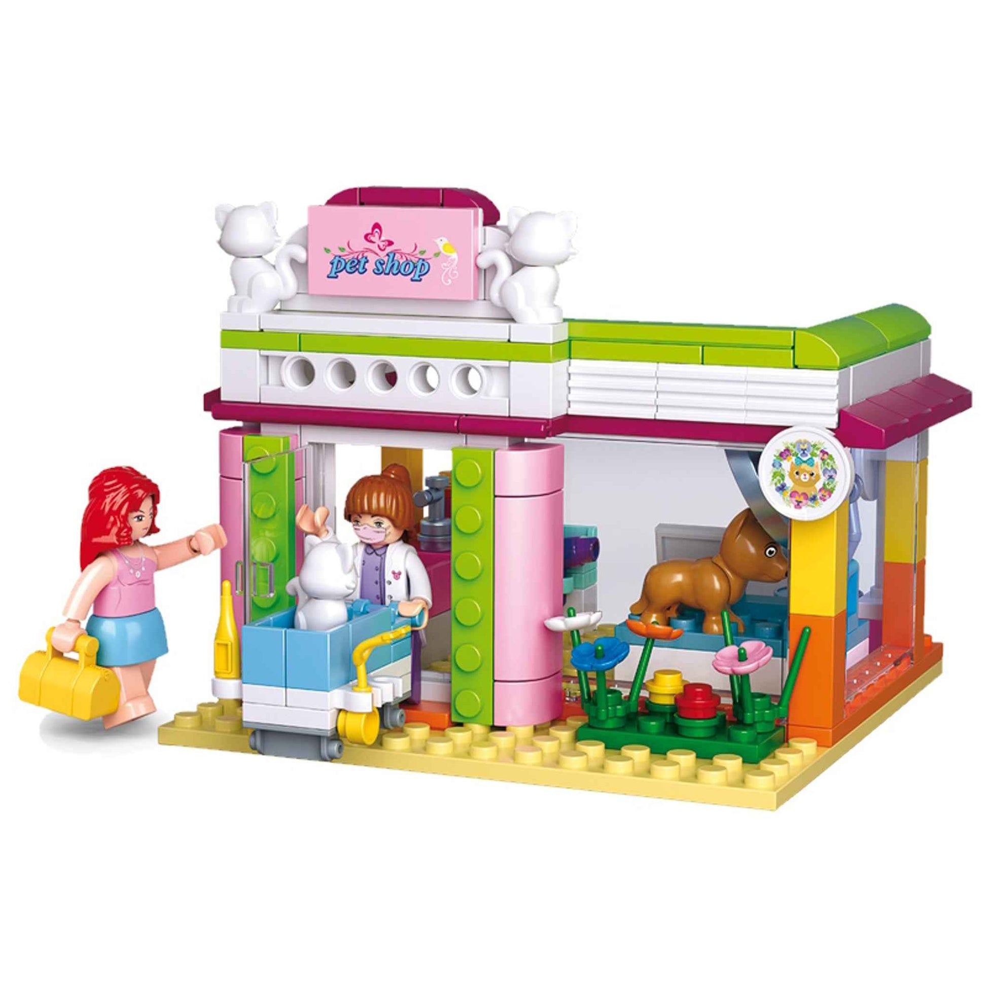 Baukasten Tierhandlung 195 Teile 2 Minifiguren ab 6 Jahren mehrfarbig | Sluban
