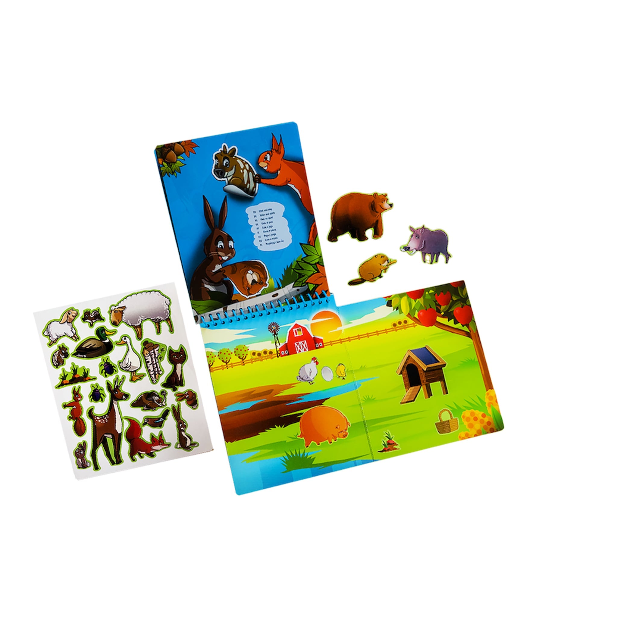 Spielbuch 3 in 1 Tiere mit Wassermalstift und Aufklebern – Produktbild 2